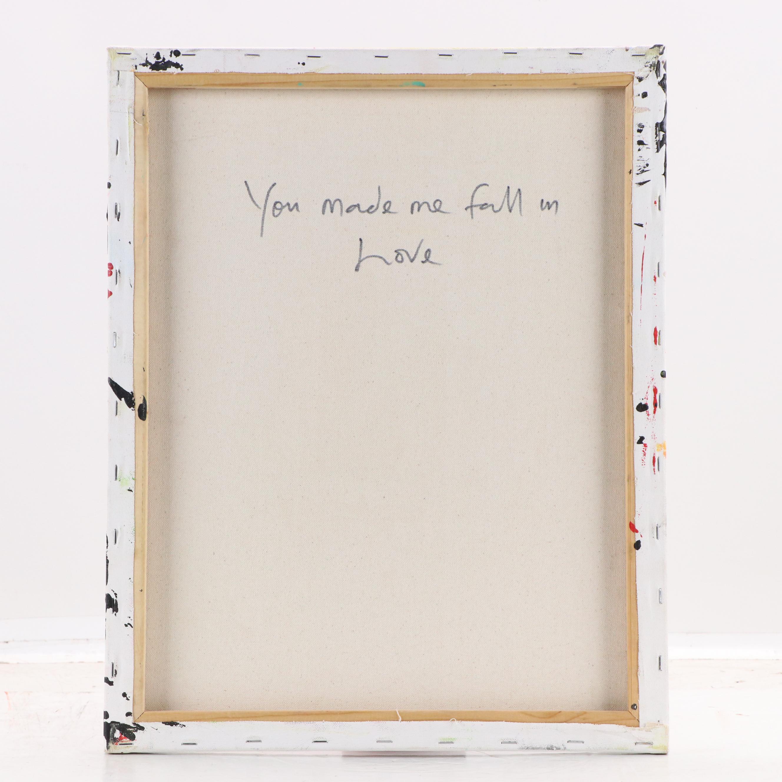 Abiola Idowu Stylized Acrylic Portrait "You Made Me Fall In Love," 2022