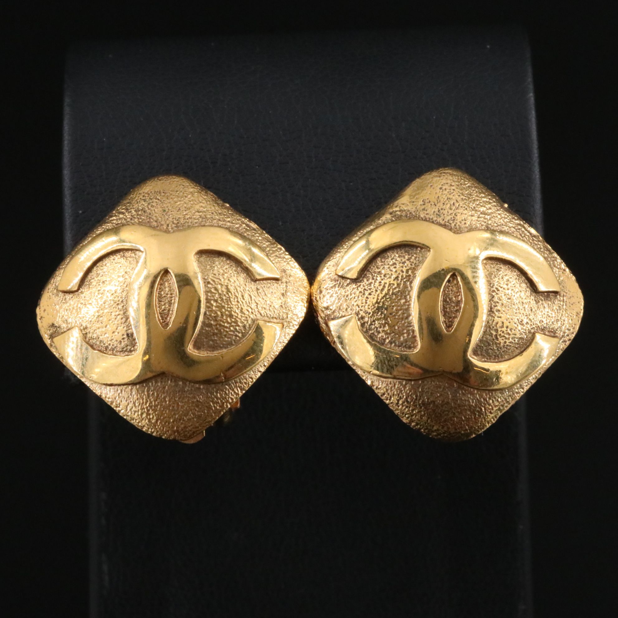 Chanel CC Rhombus Clip Earrings 1990
