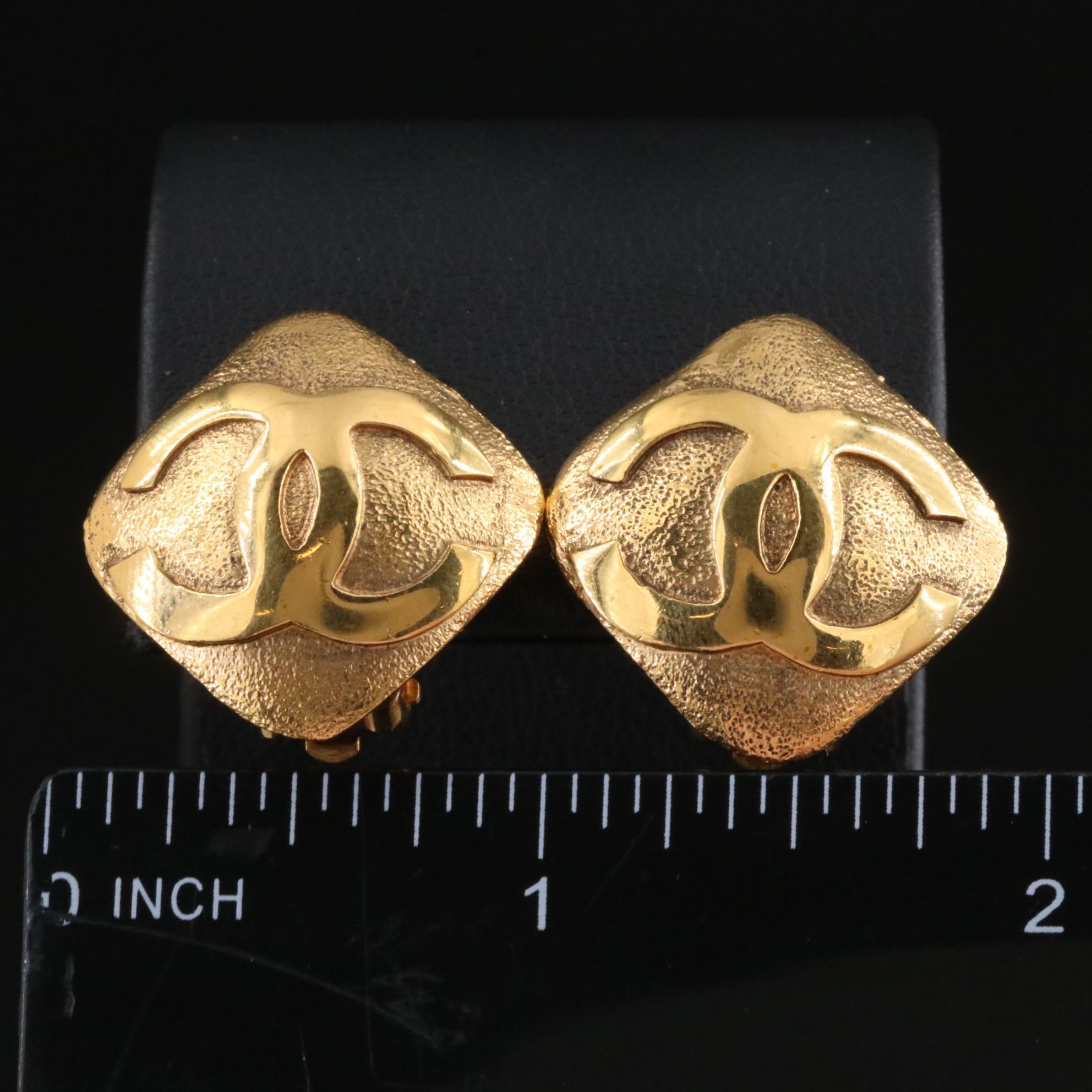 Chanel CC Rhombus Clip Earrings 1990
