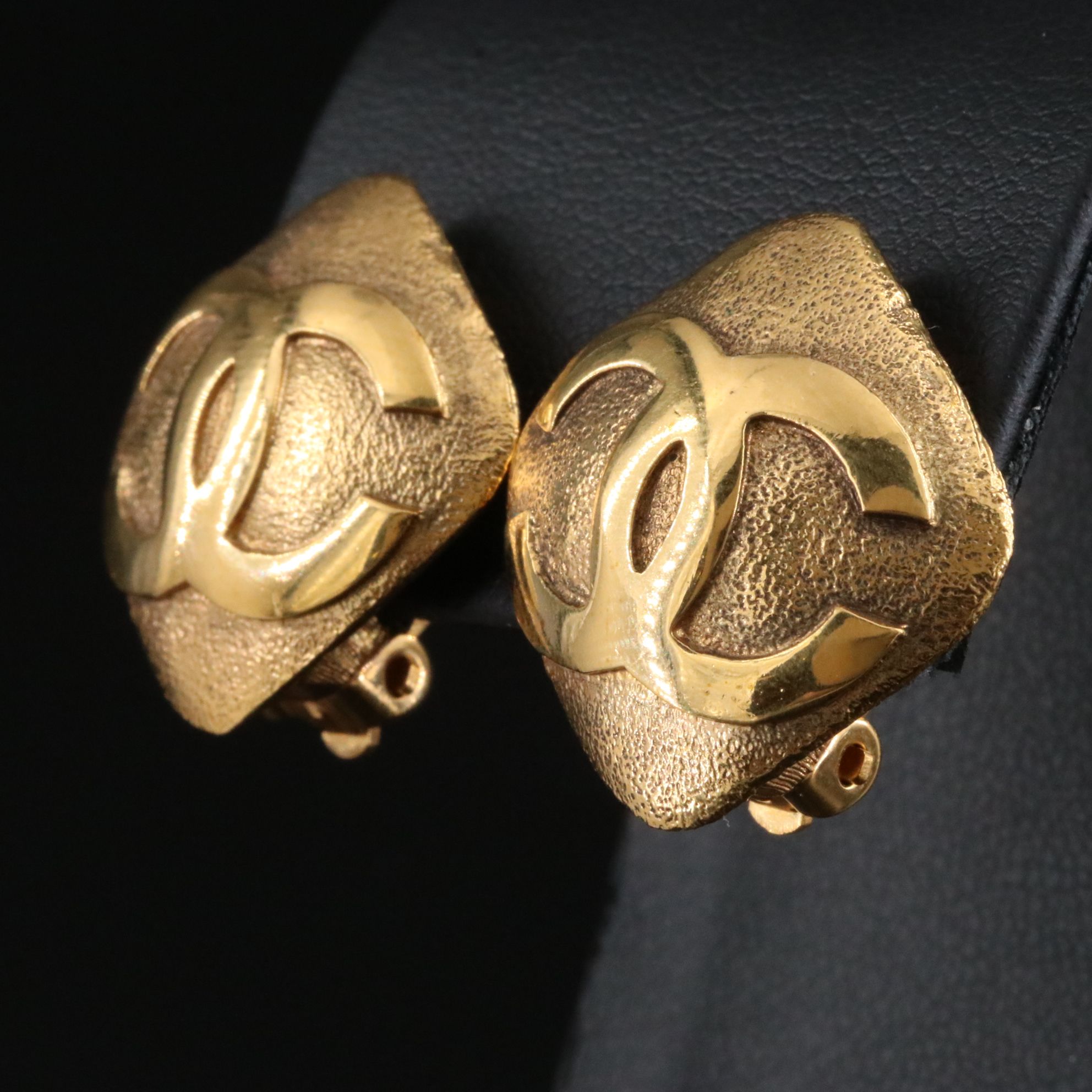 Chanel CC Rhombus Clip Earrings 1990