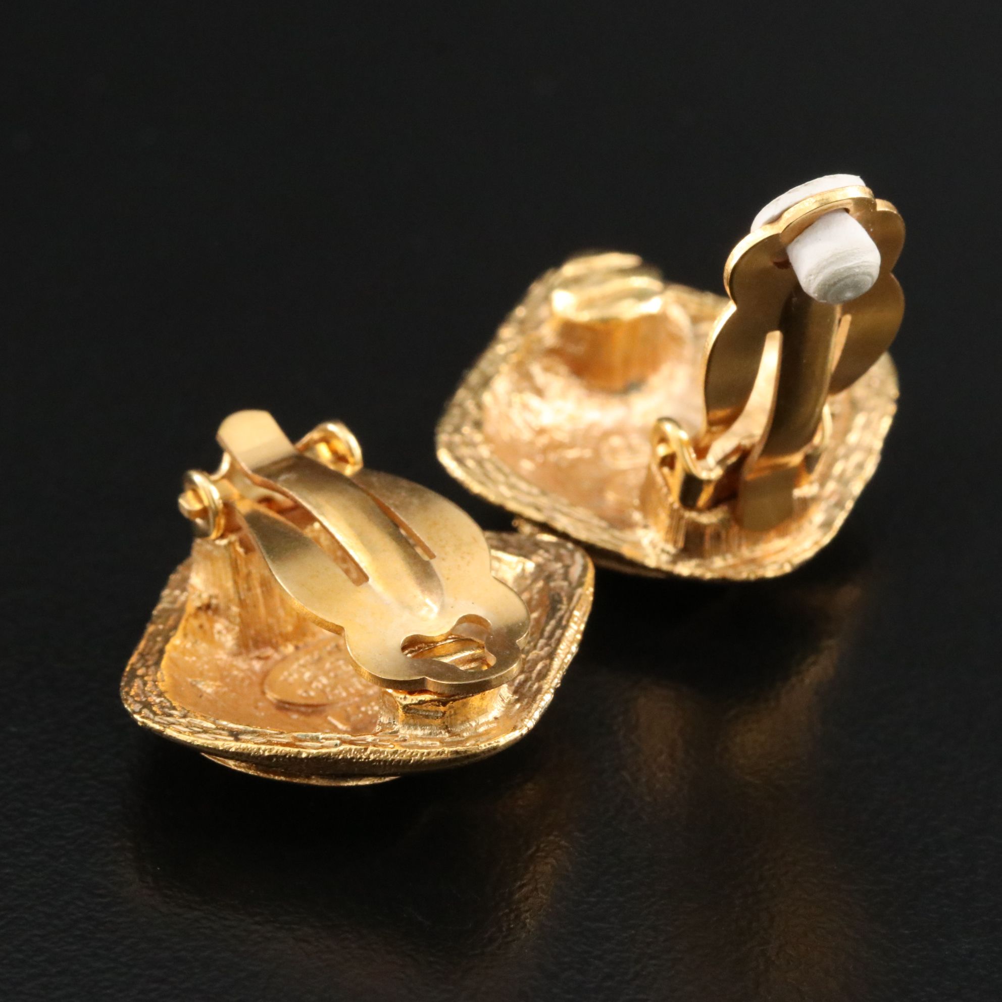 Chanel CC Rhombus Clip Earrings 1990