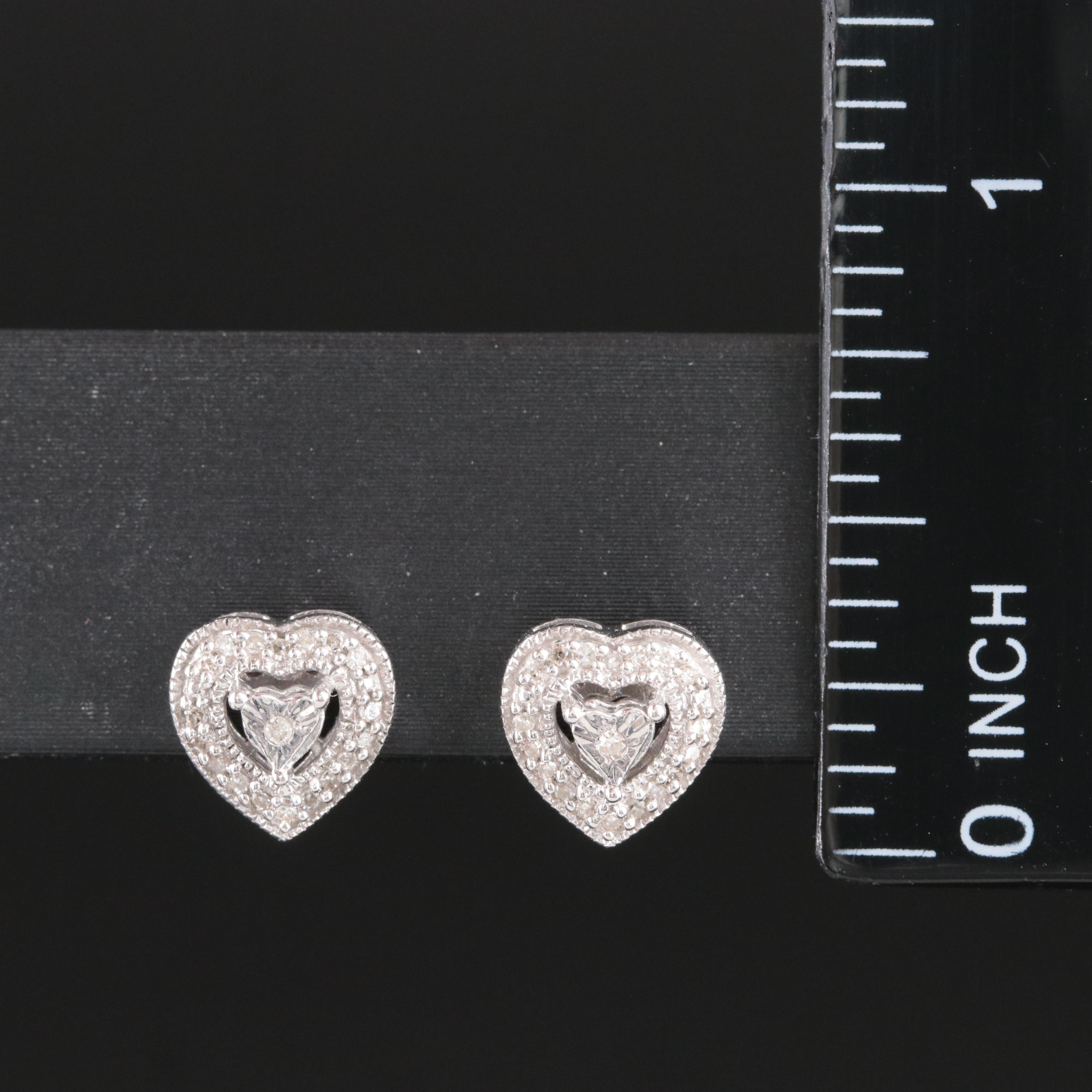 Sterling Diamond Heart Earrings