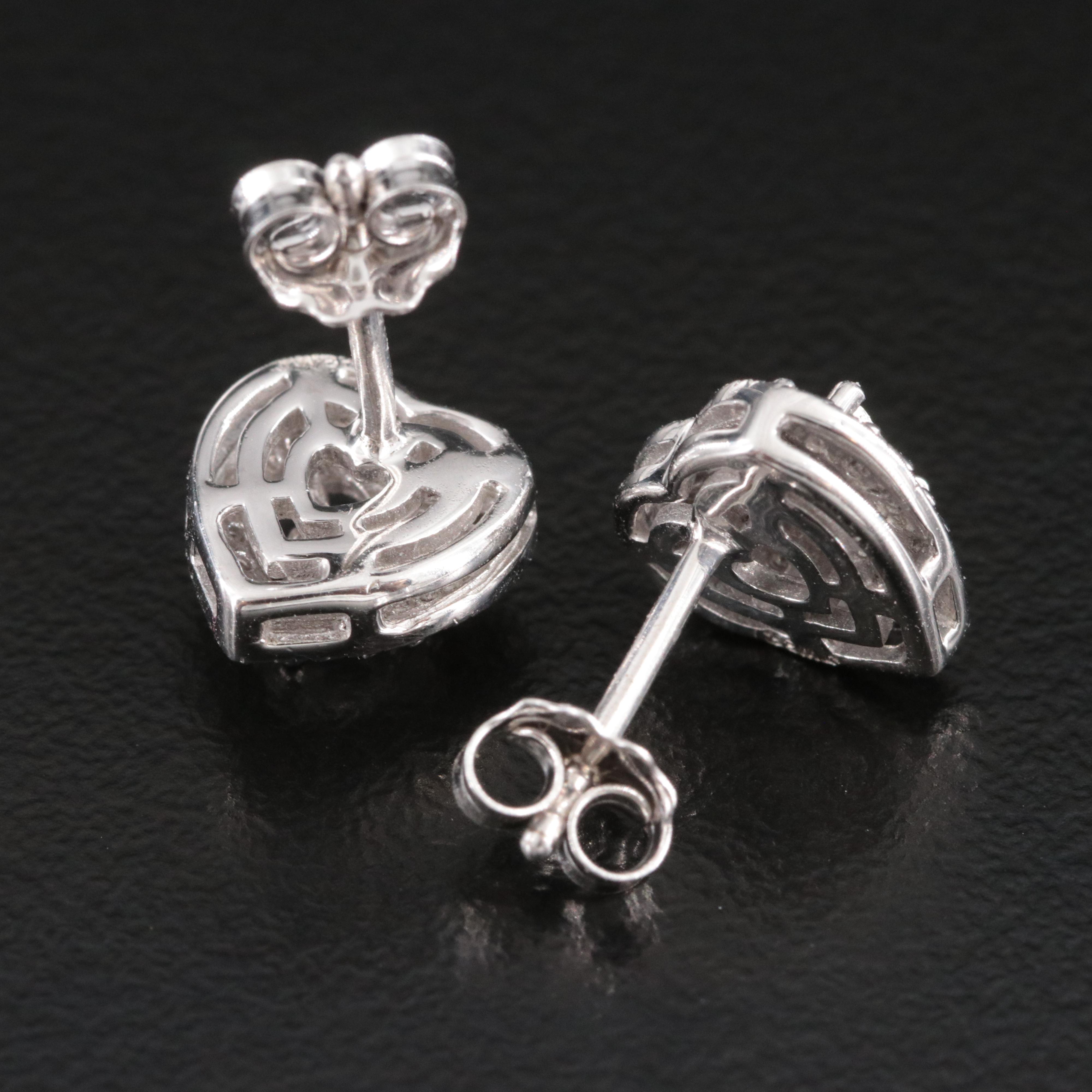 Sterling Diamond Heart Earrings