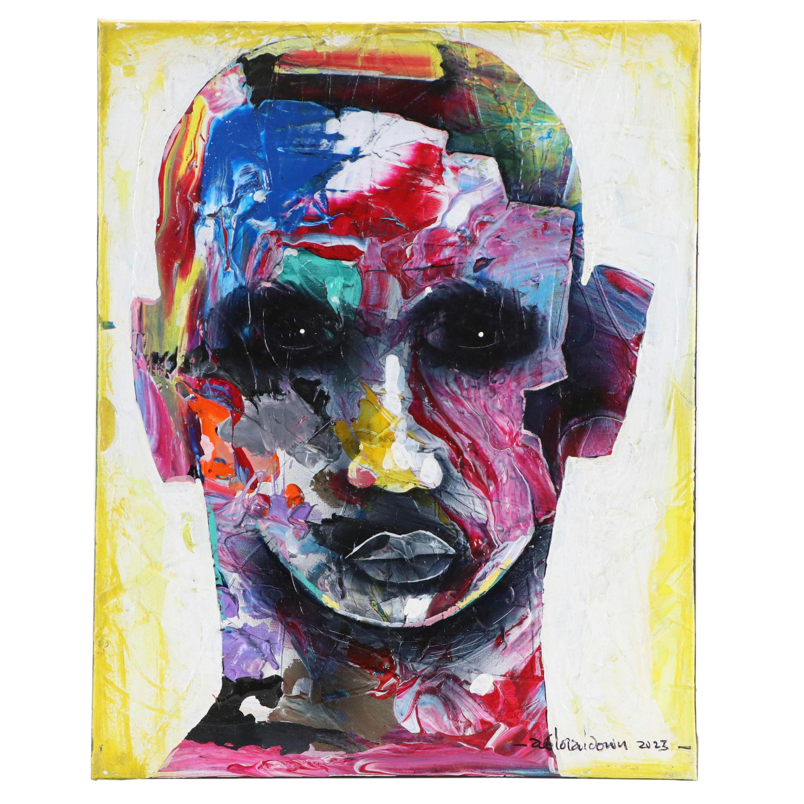 Abiola Idowu Stylized Acrylic Portrait "Answer," 2023