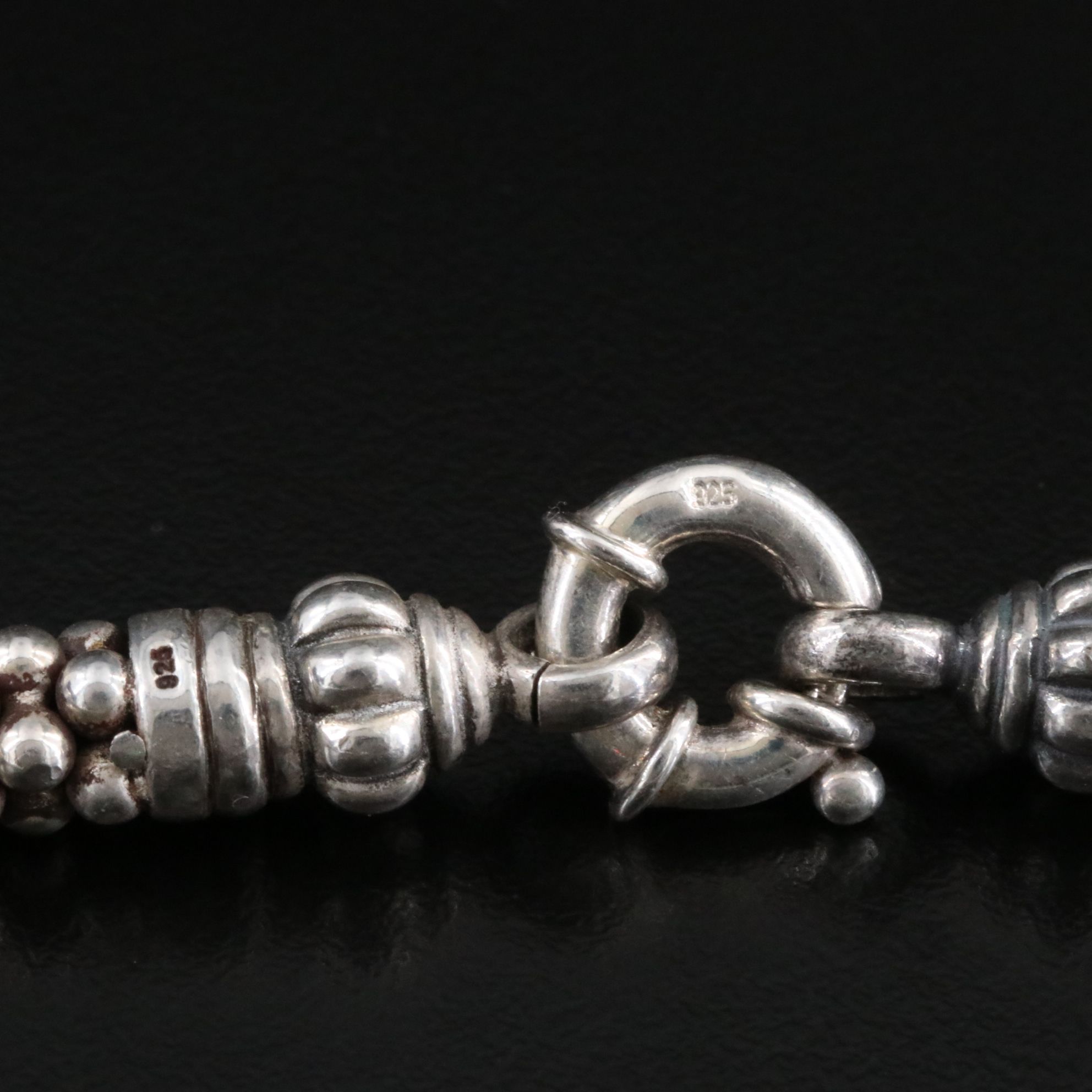 Caviar Sterling Collar Necklace with White Topaz Enhancer