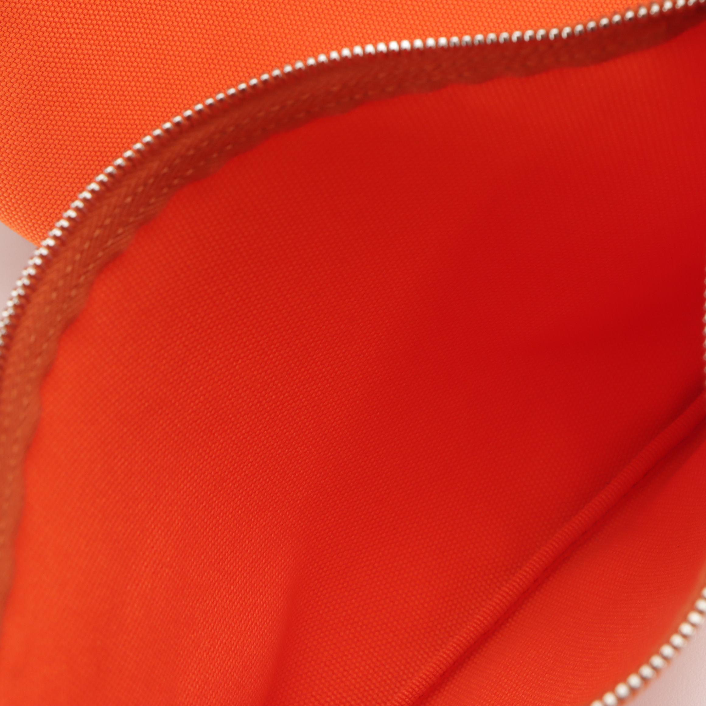 Prada Canapa Logo Two-Way Bucket Tote and Zip Pouch in Bright Orange Canvas
