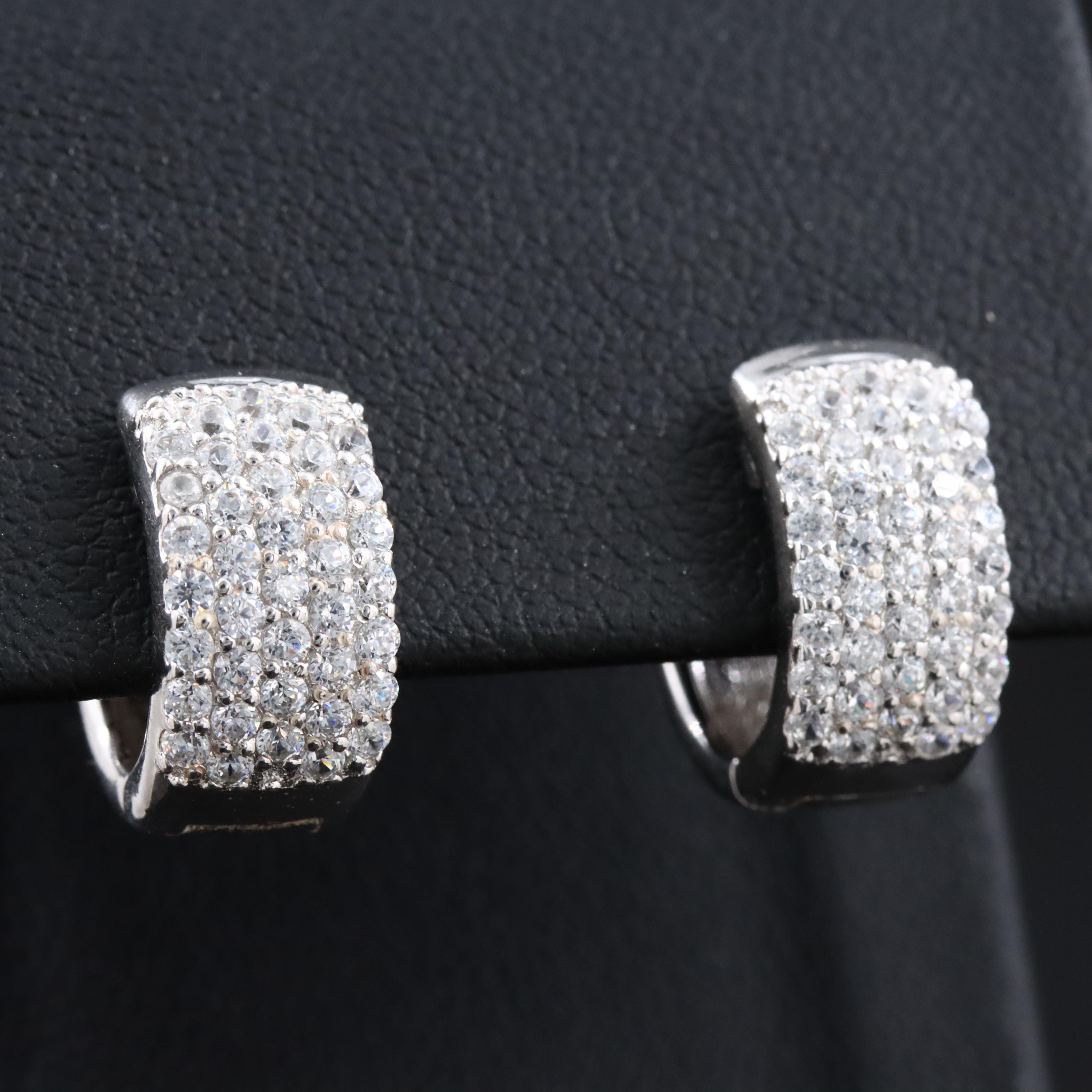 Sterling CZ Huggie Hoop Earrings