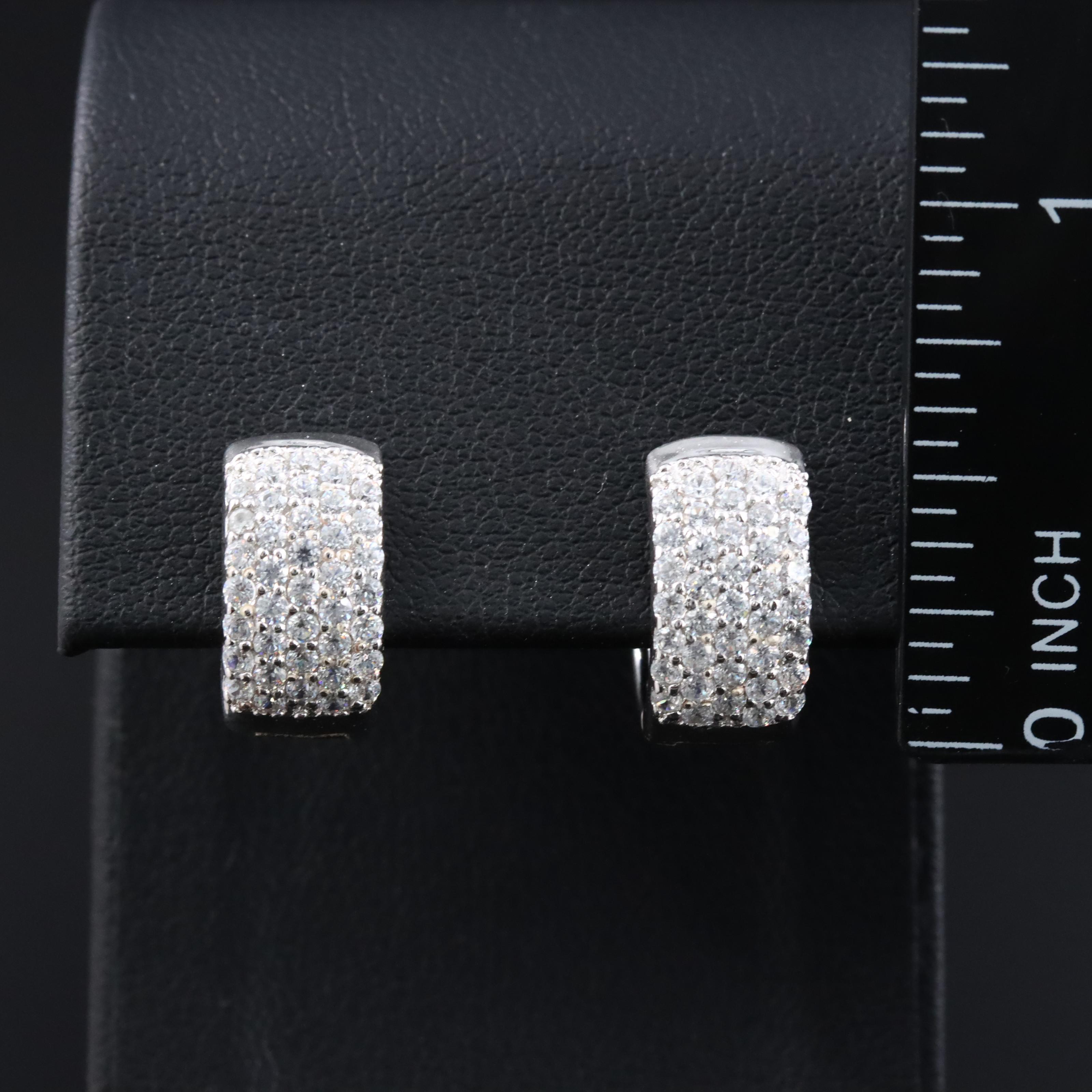 Sterling CZ Huggie Hoop Earrings