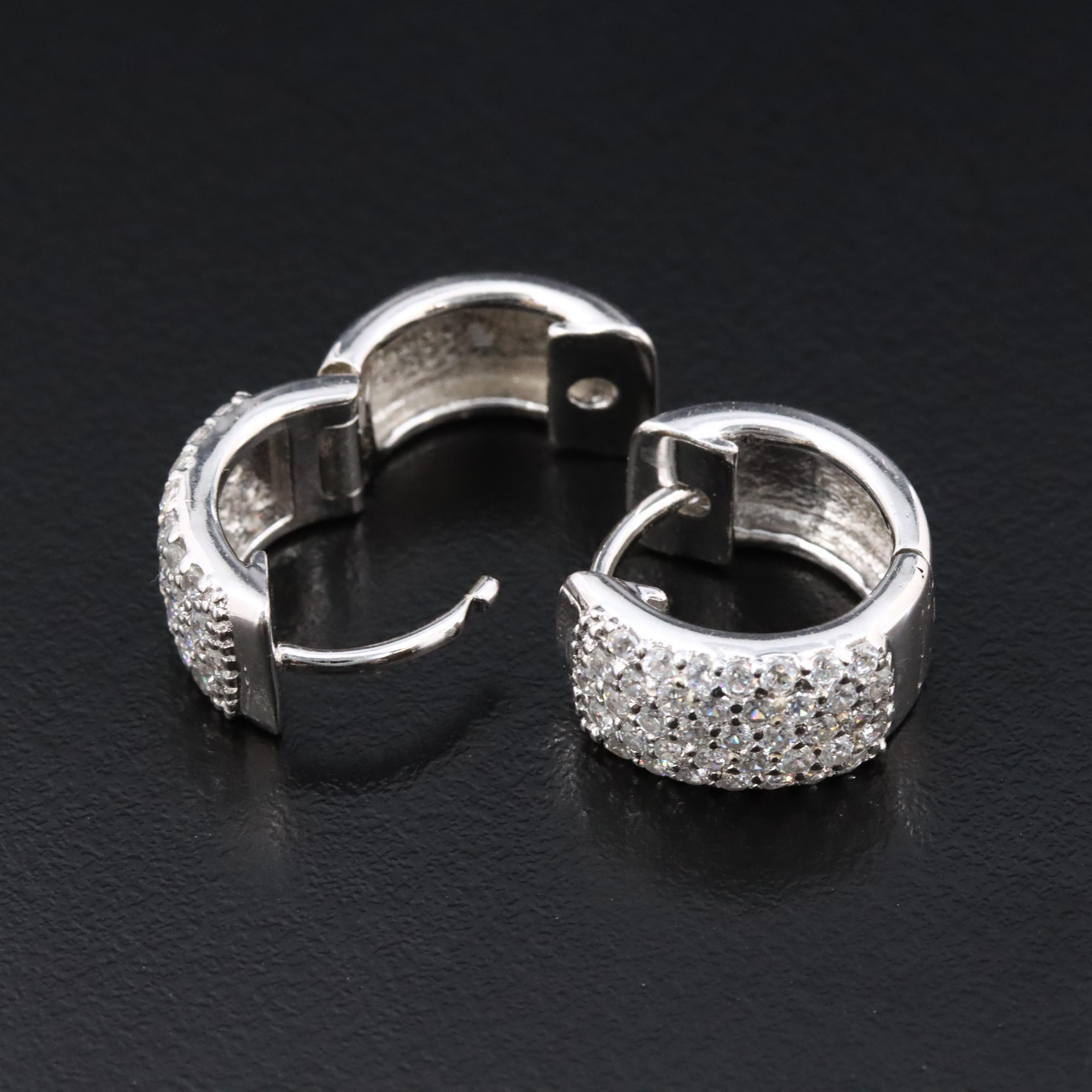Sterling CZ Huggie Hoop Earrings