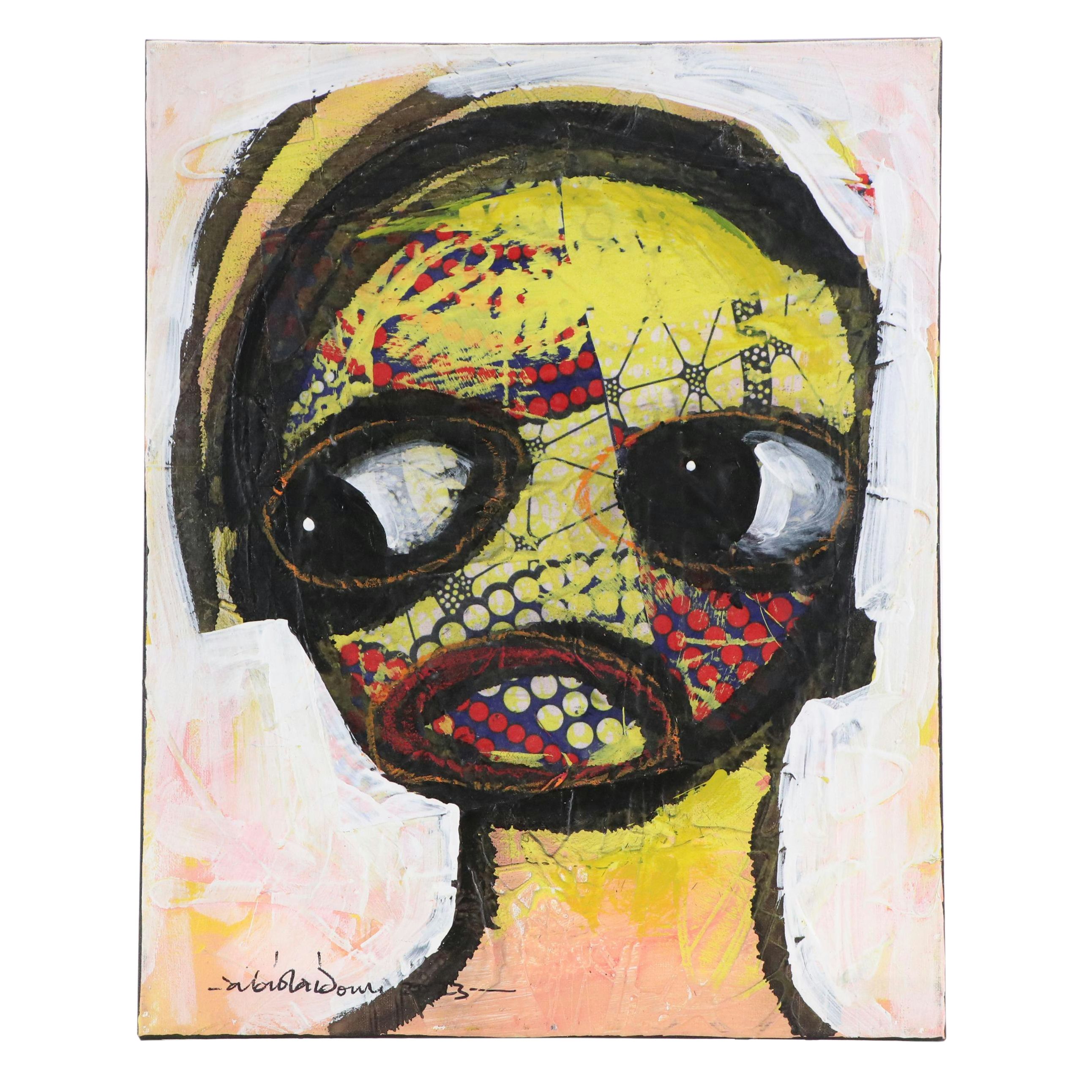 Abiola Idowu Stylized Mixed Media Portrait "Deep Love," 2023