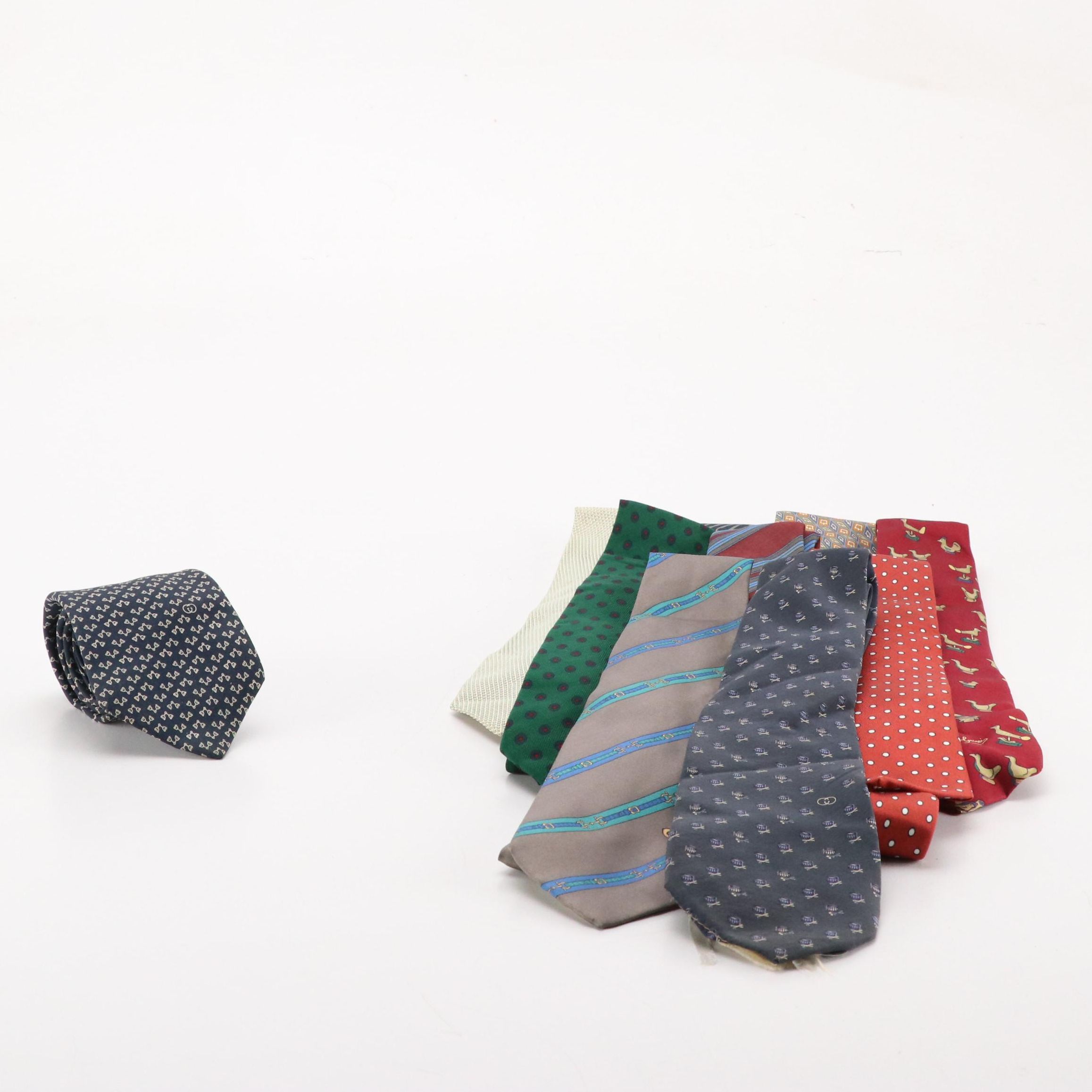 Gucci Vintage Patterned Silk Neckties