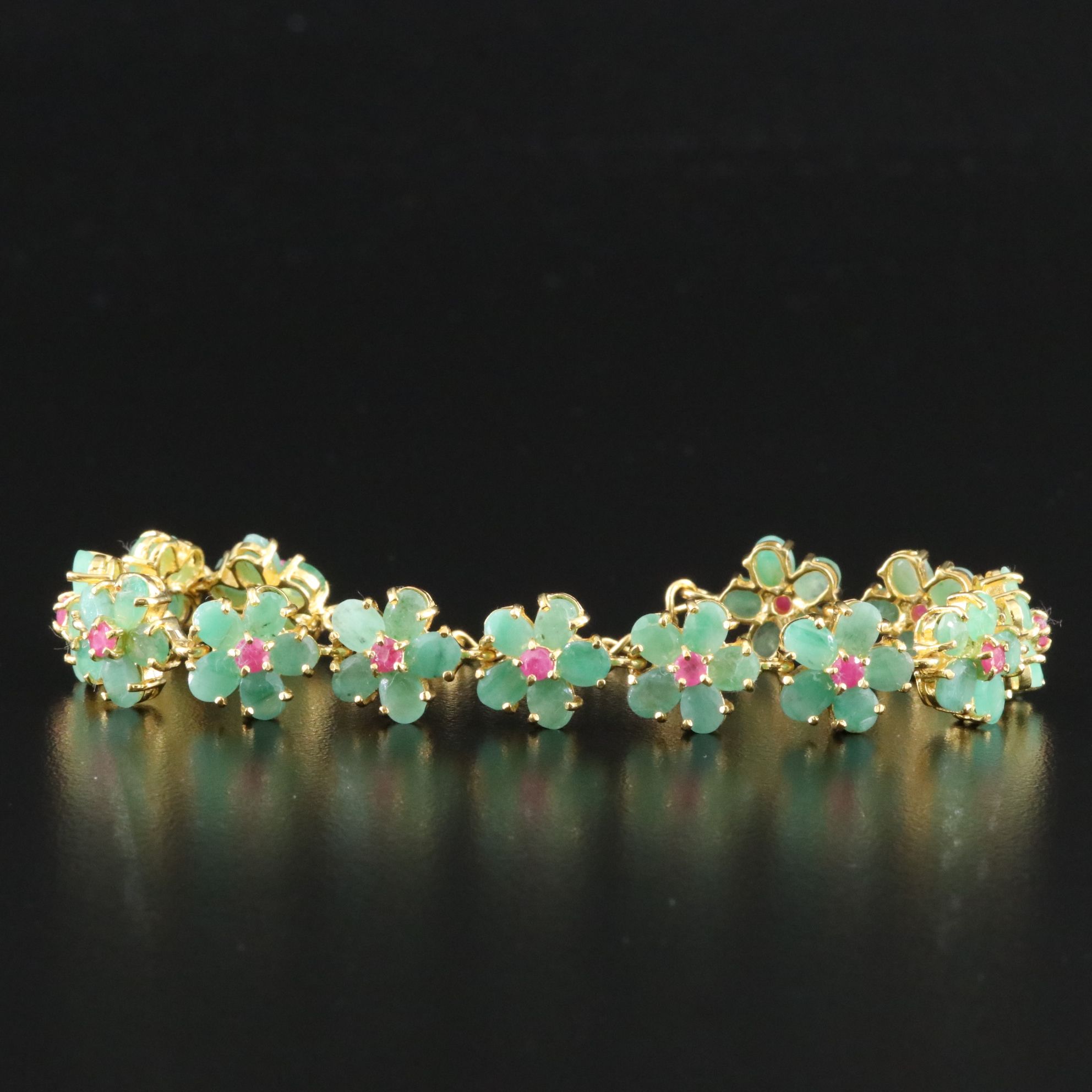 Sterling Emerald and Ruby Bracelet