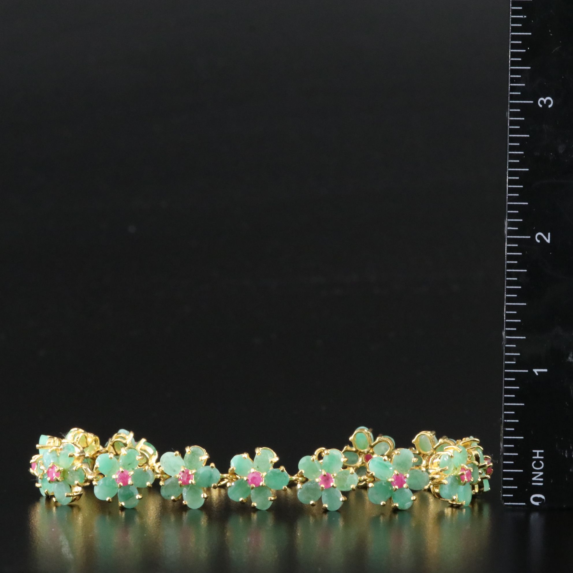 Sterling Emerald and Ruby Bracelet
