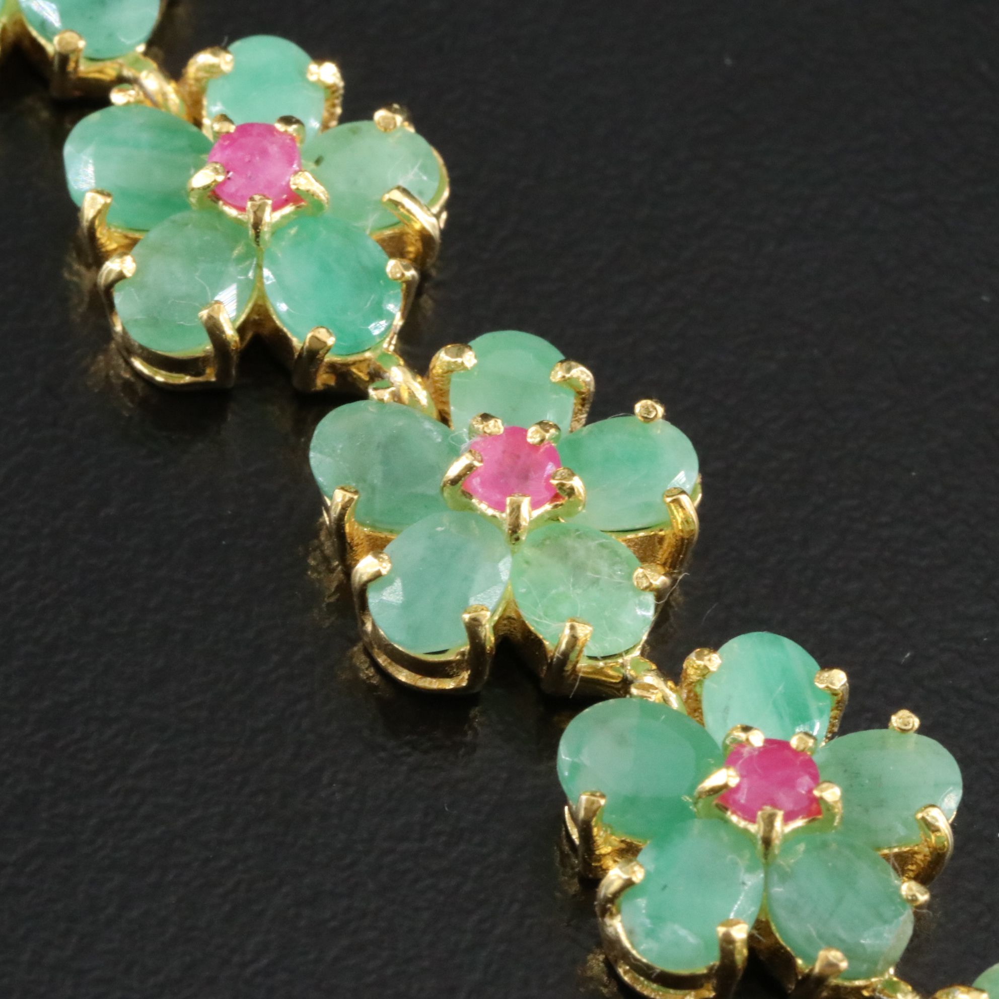 Sterling Emerald and Ruby Bracelet