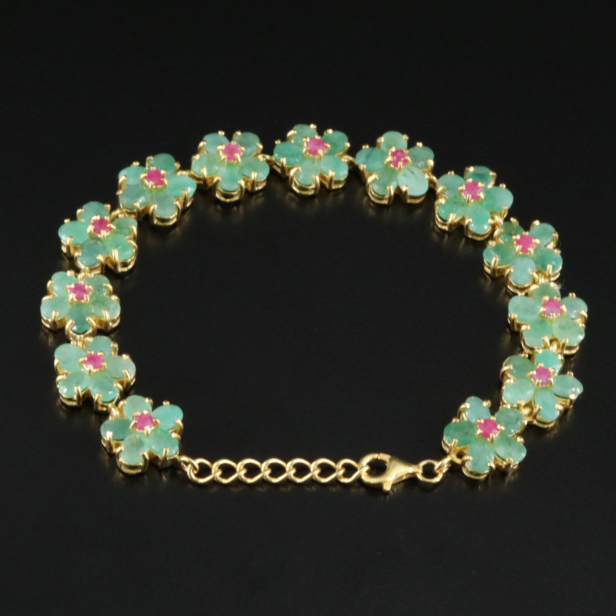 Sterling Emerald and Ruby Bracelet