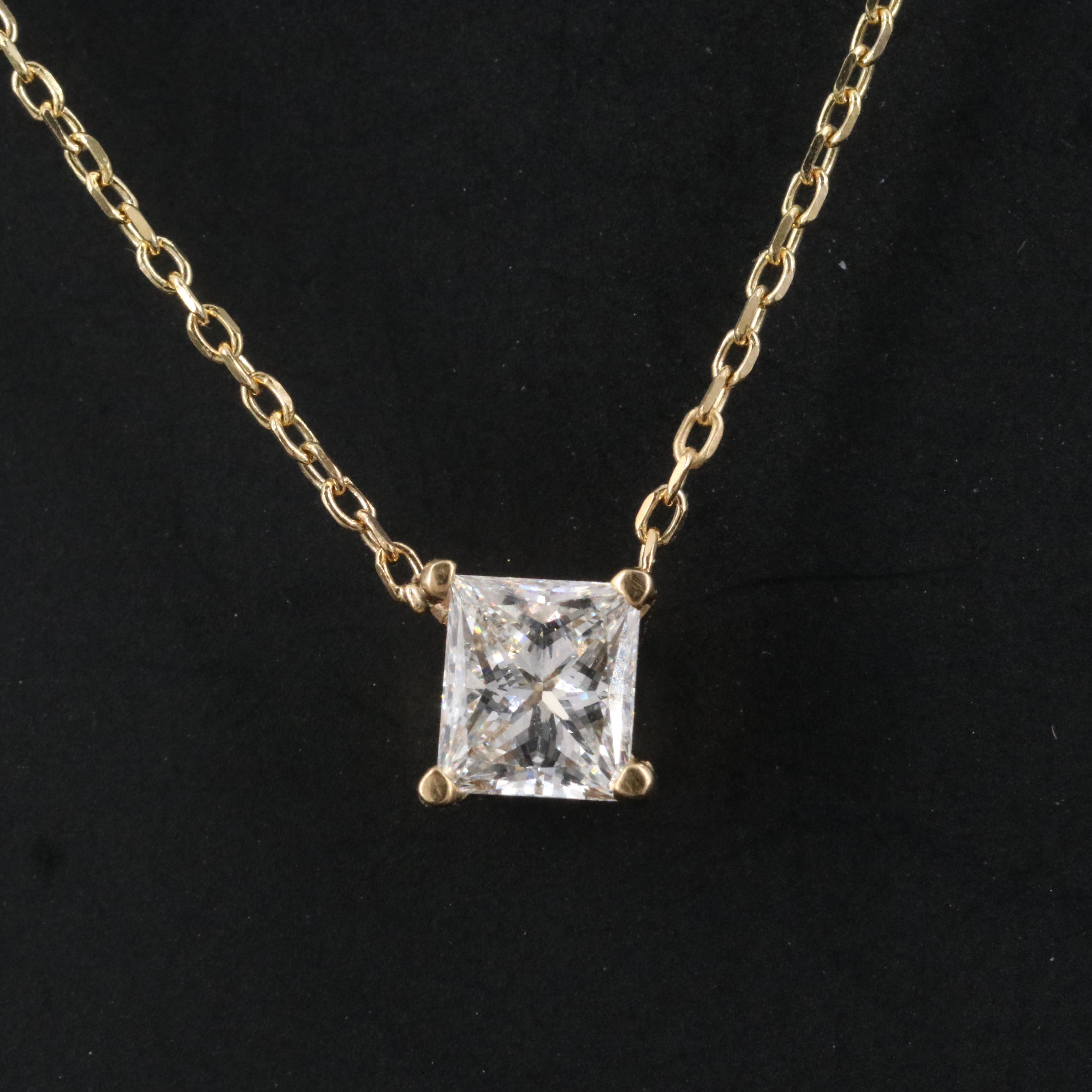 14K 0.70 CT Diamond Solitaire Necklace with Online GIA Report