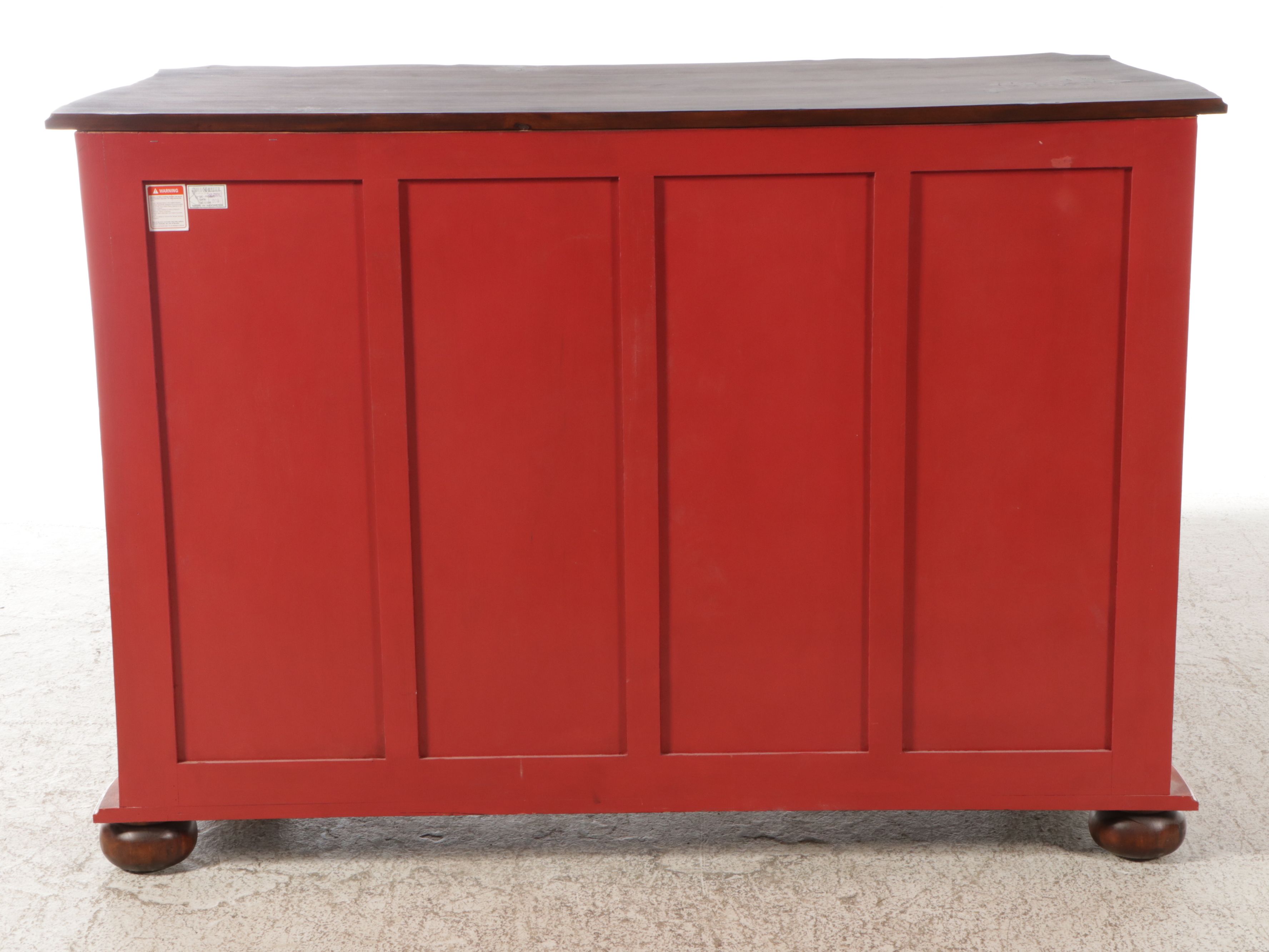 Guild Master Paint-Decorated Wooden Bun Foot Chest of Drawers