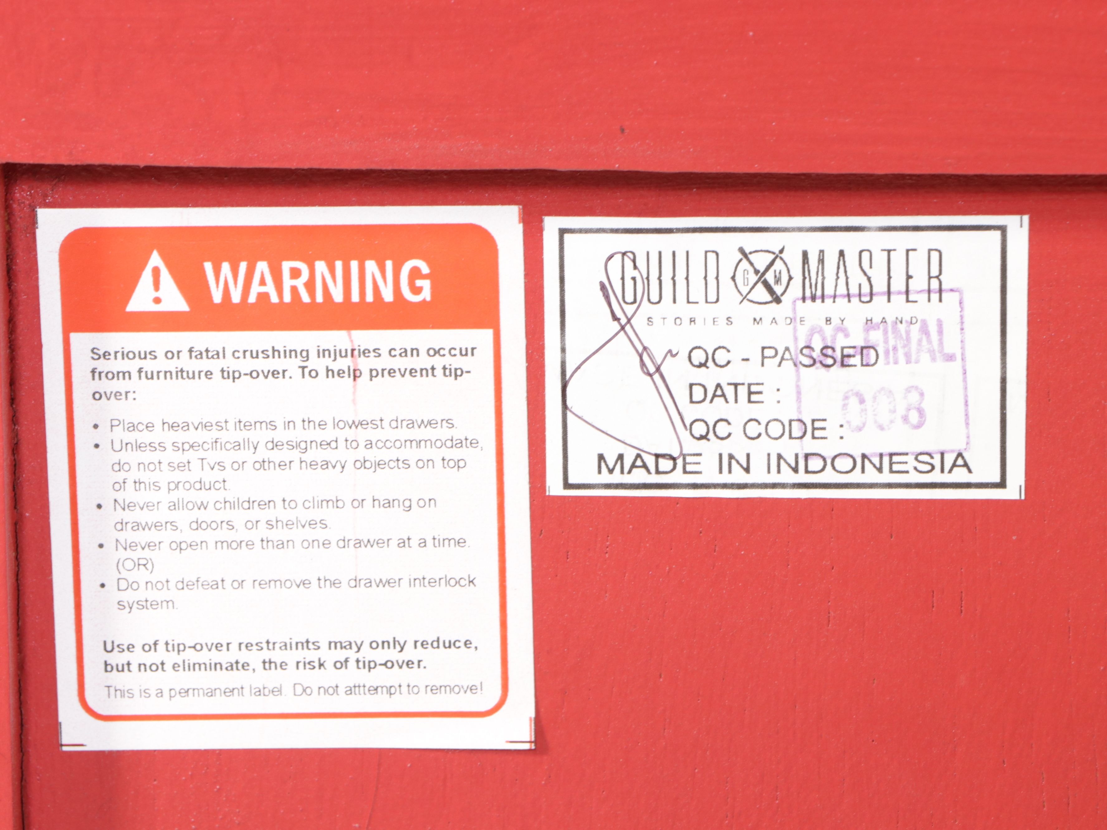 Guild Master Paint-Decorated Wooden Bun Foot Chest of Drawers