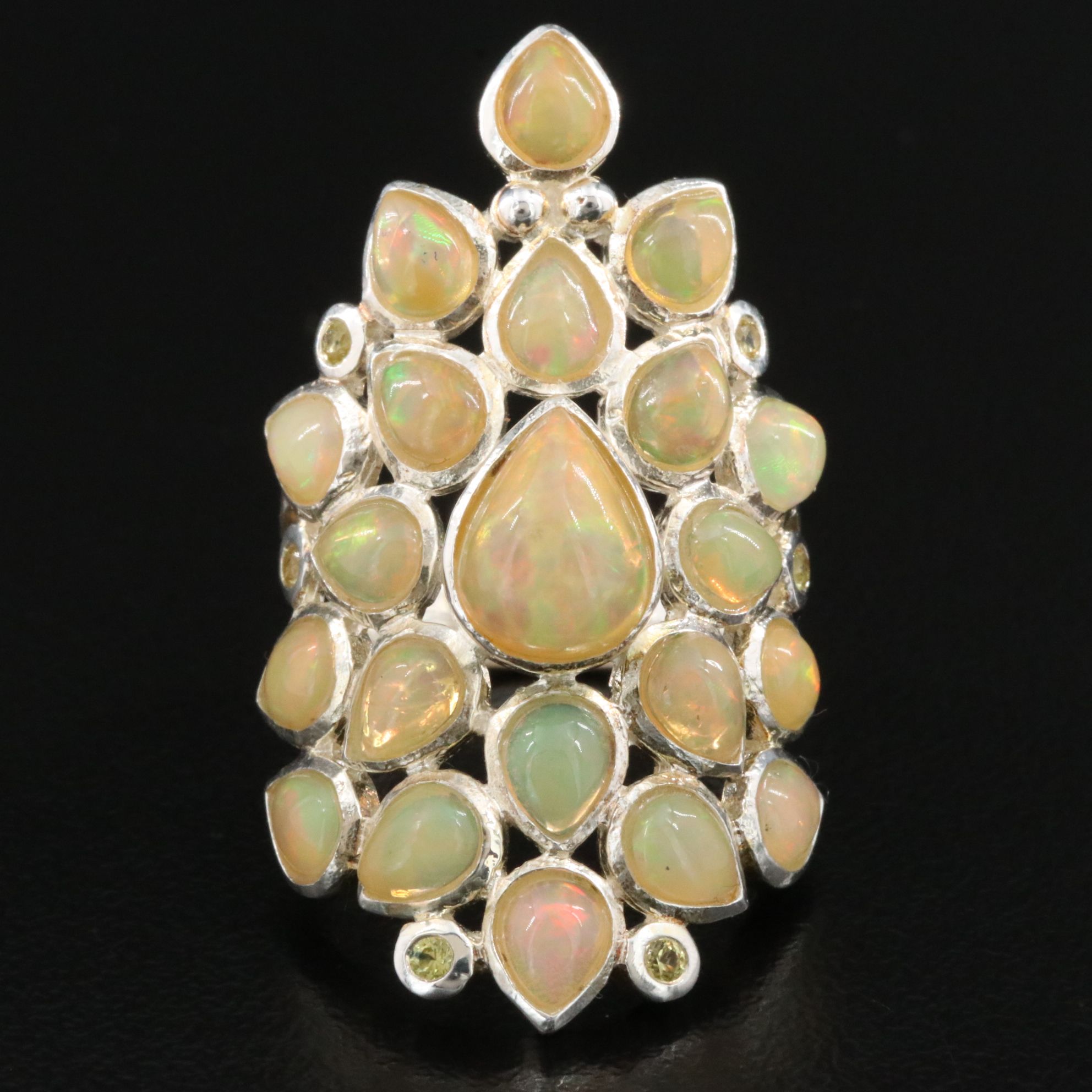 Sterling Opal and Sapphire Ring