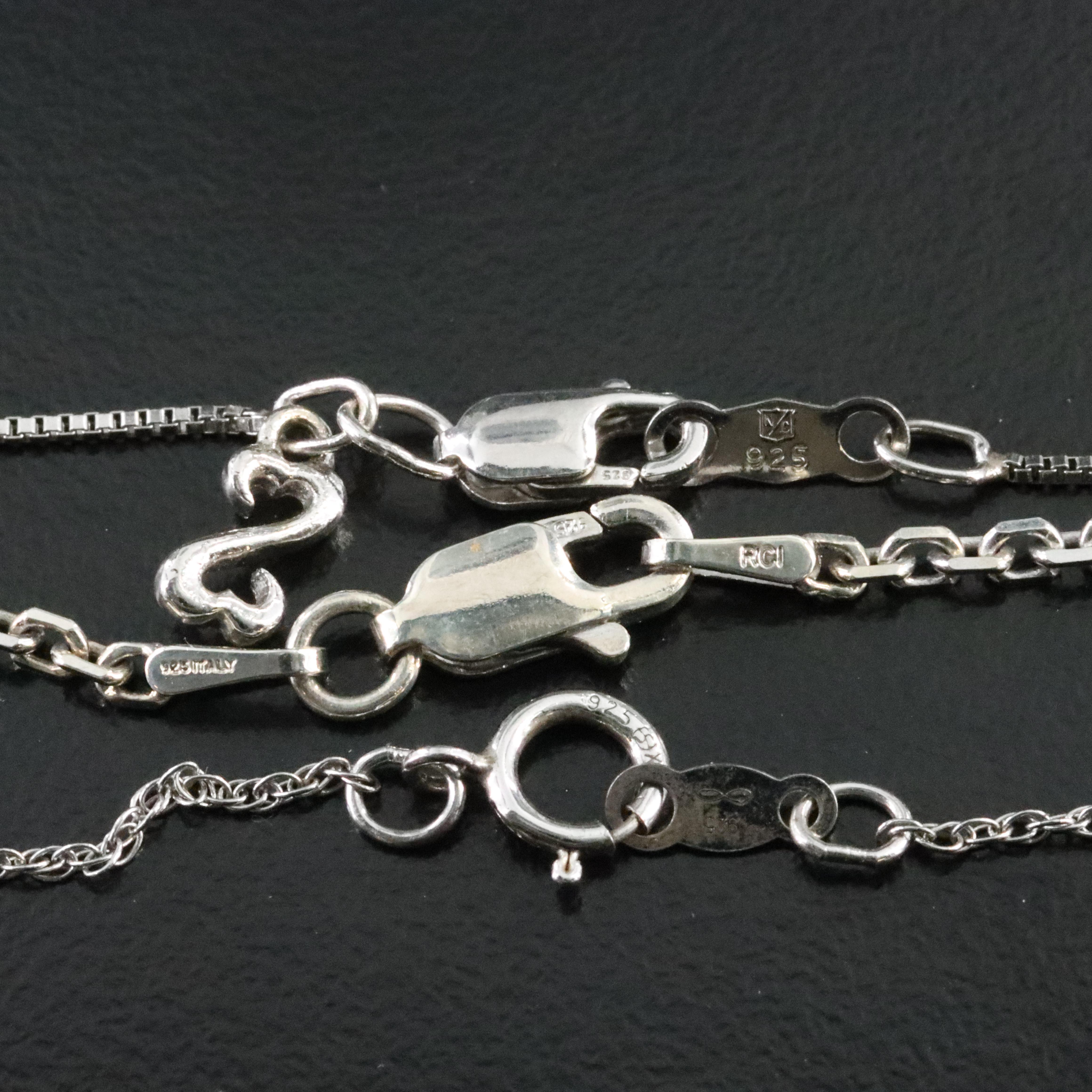 Sterling Gemstone Pendant Necklaces Featuring Emerald, Sapphire, and Diamond