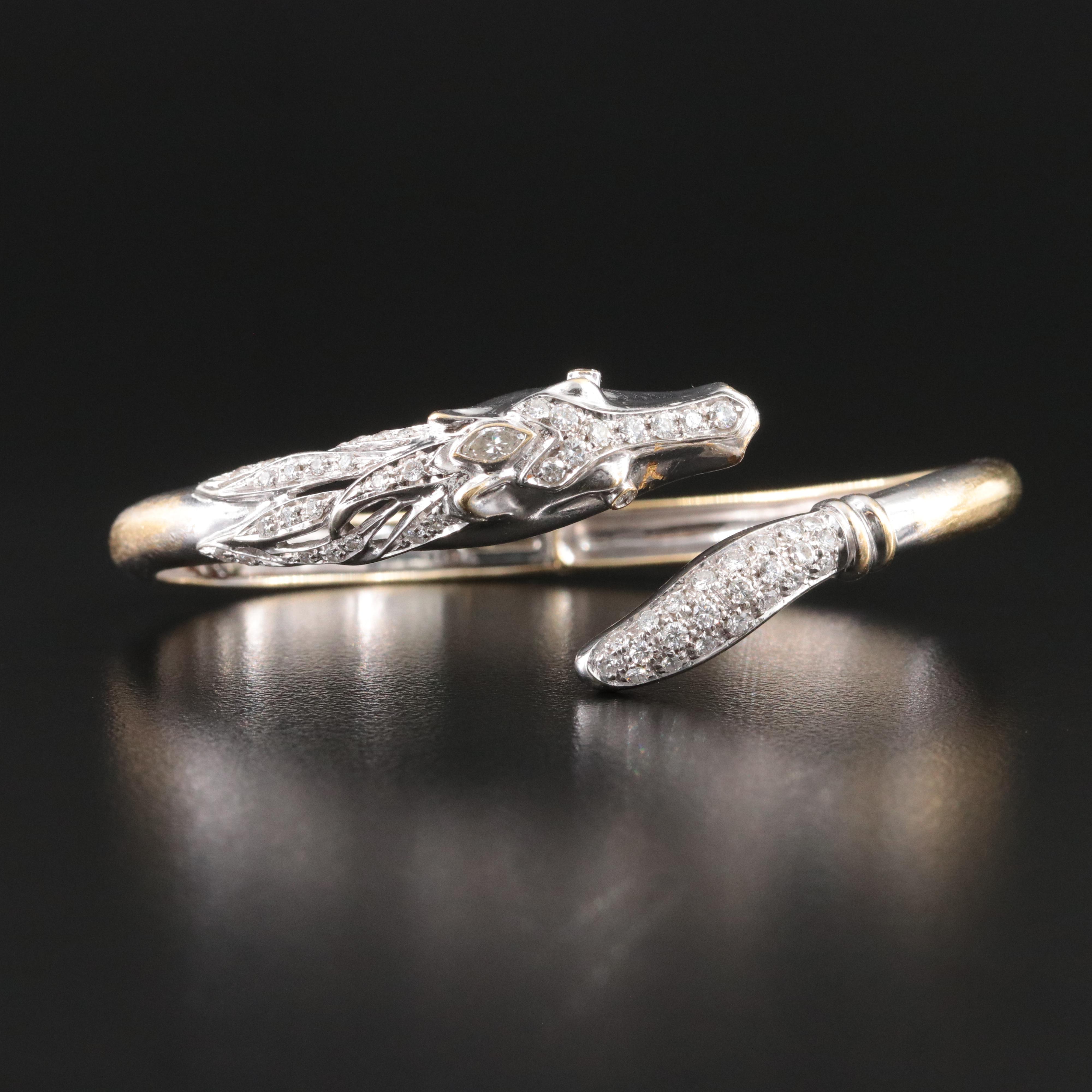 18K 1.20 CTW Diamond Horse Cuff Bracelet