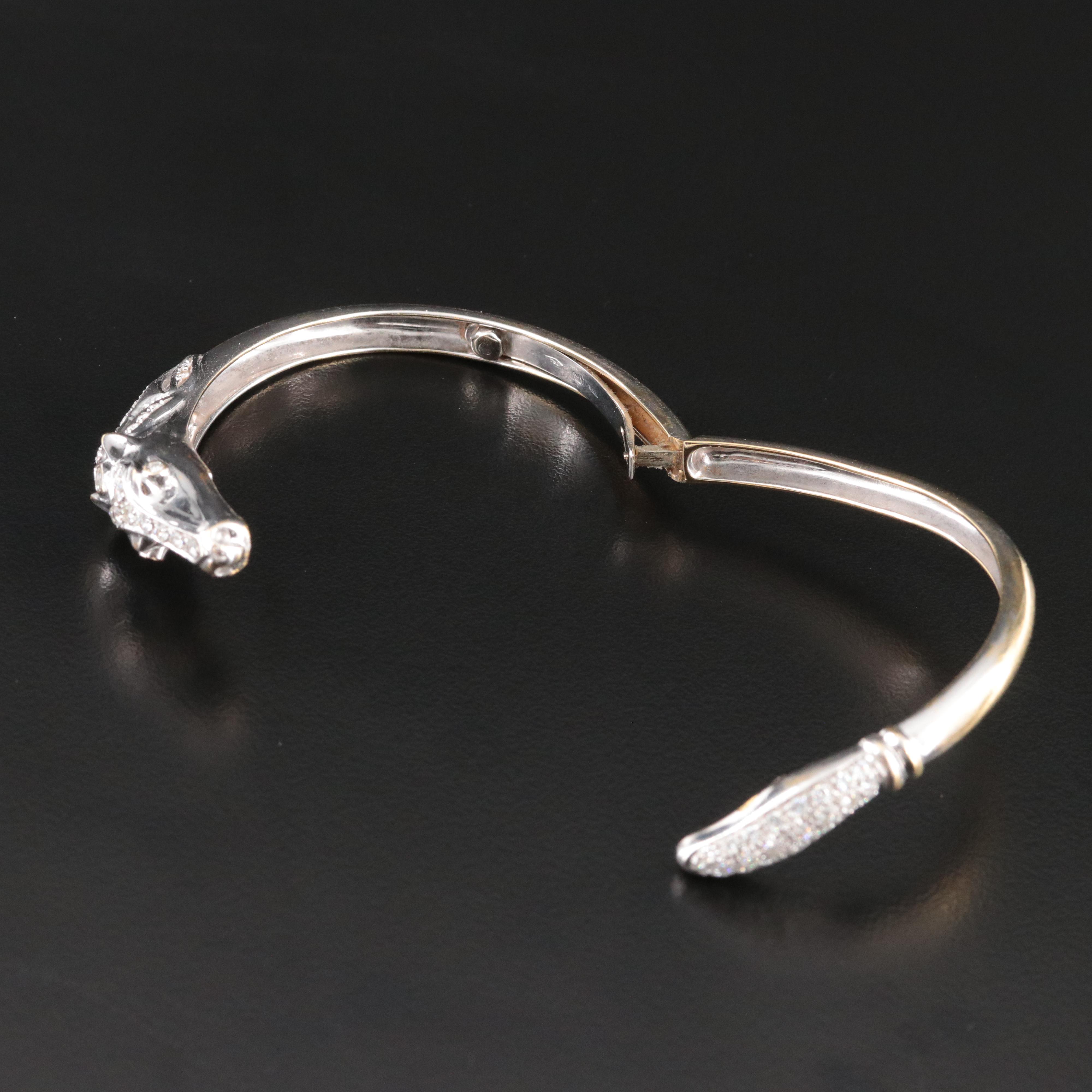 18K 1.20 CTW Diamond Horse Cuff Bracelet