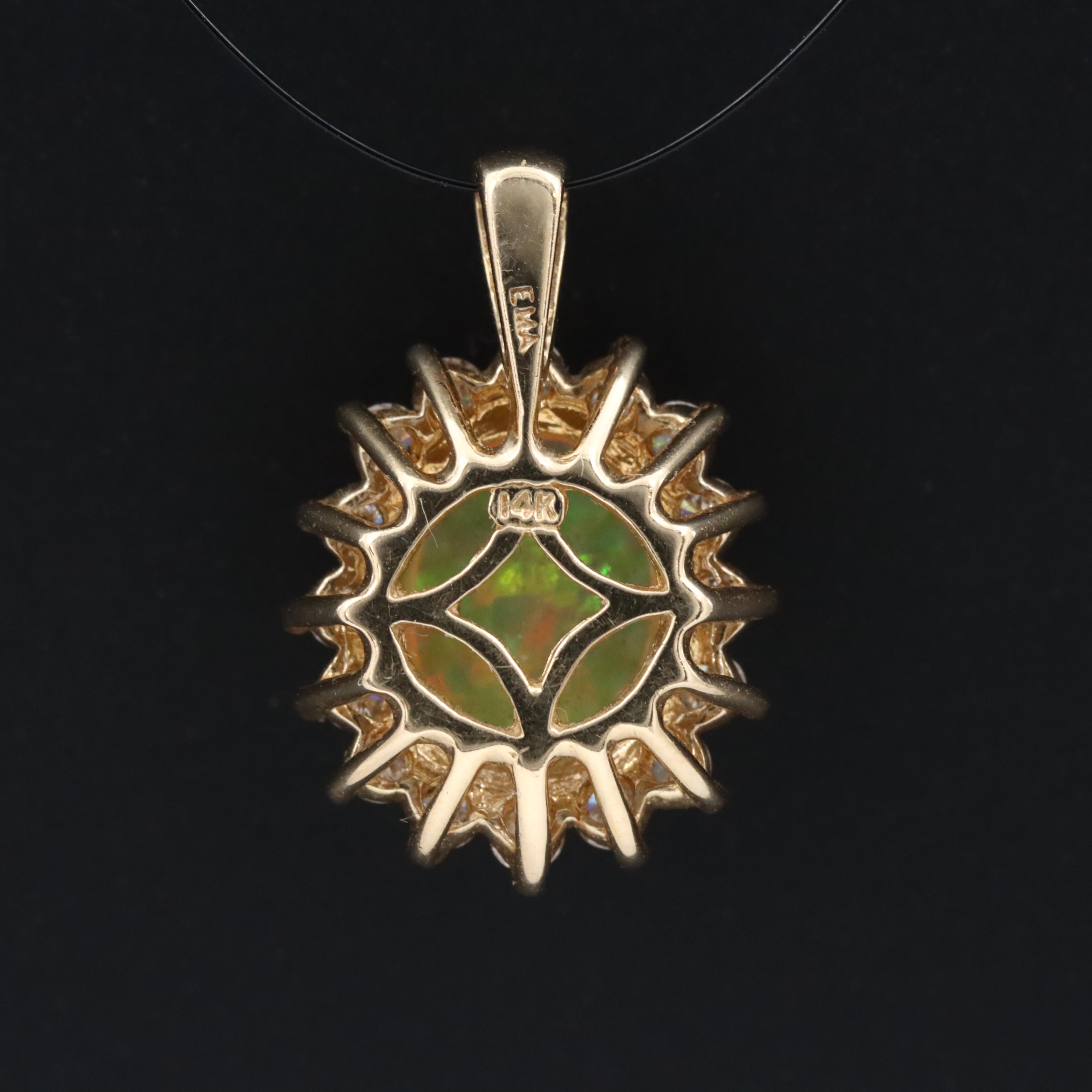 14K Opal and Diamond Pendant