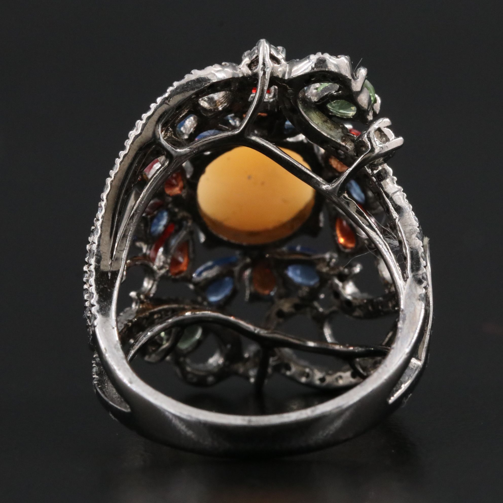 Carlo Viani Sterling Opal, Sapphire and White Topaz Ring