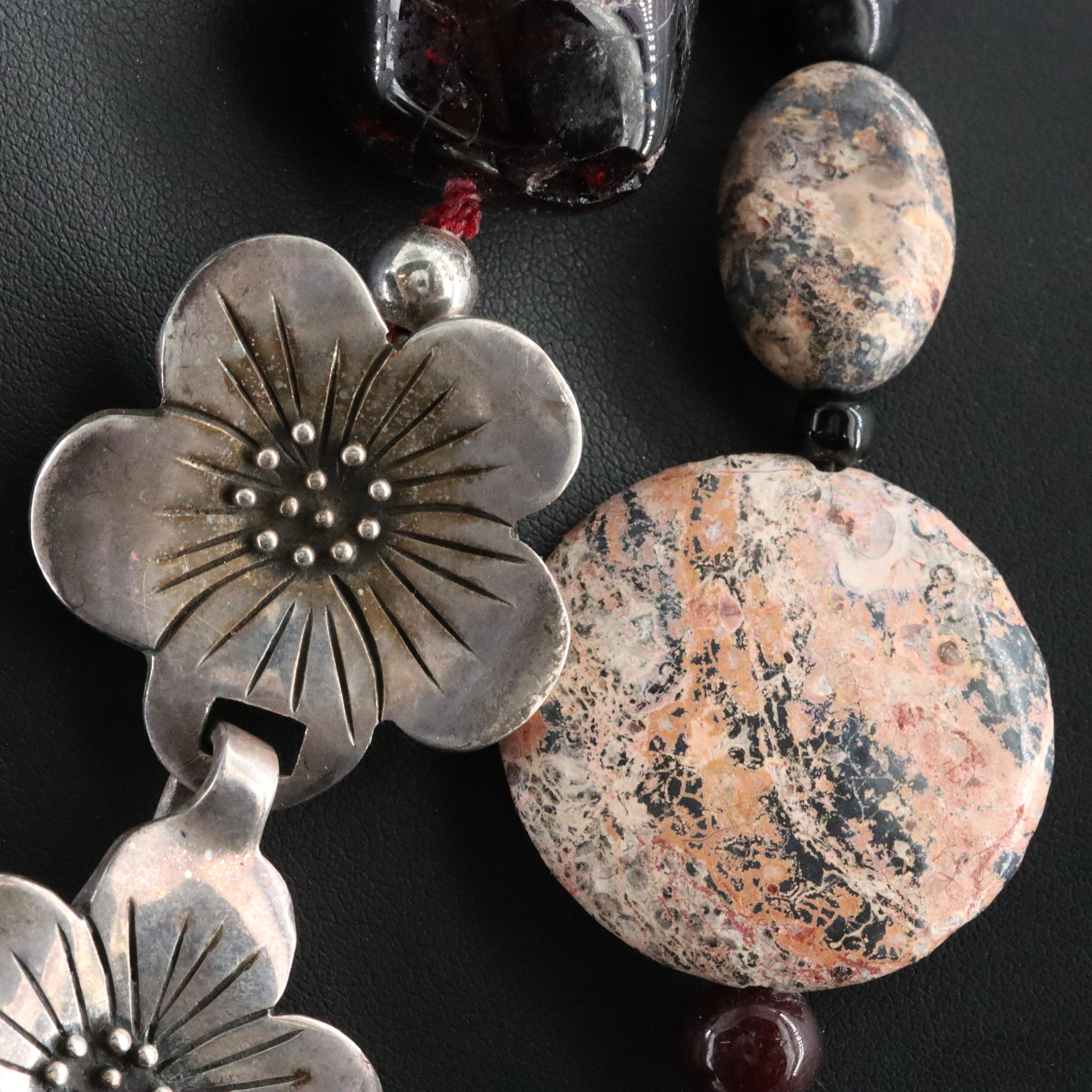 Garnet, Quartzite, and Rhodonite Necklaces