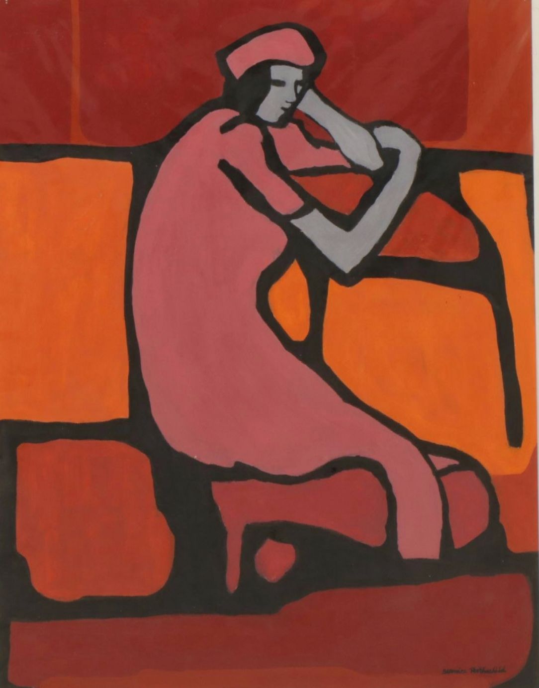 Bernice Rothschild Modern Portrait of a Sitting Woman in Warm Tones,
