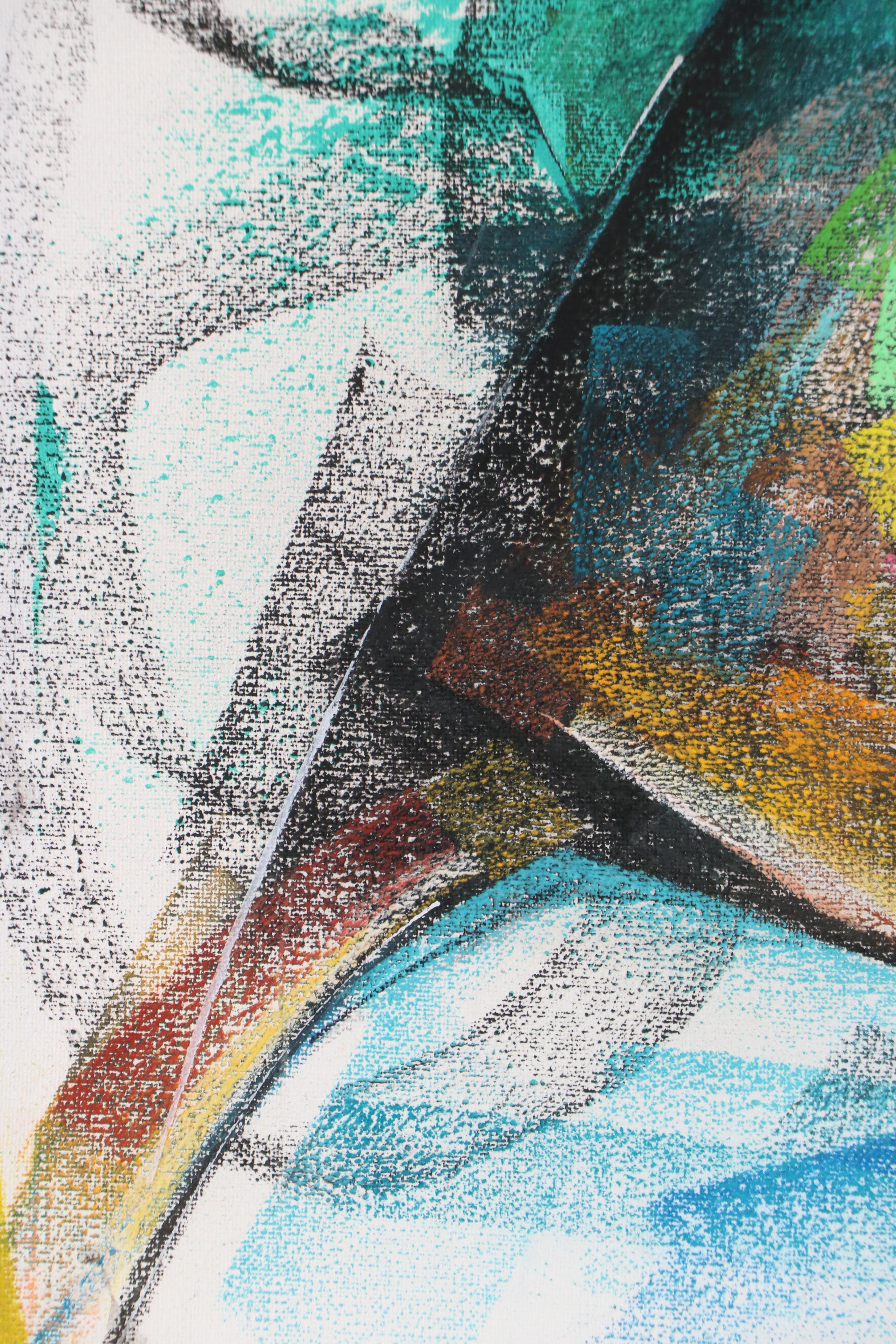 Abiola Idowu Abstract Portrait Mixed Media Painting "Healing," 2024