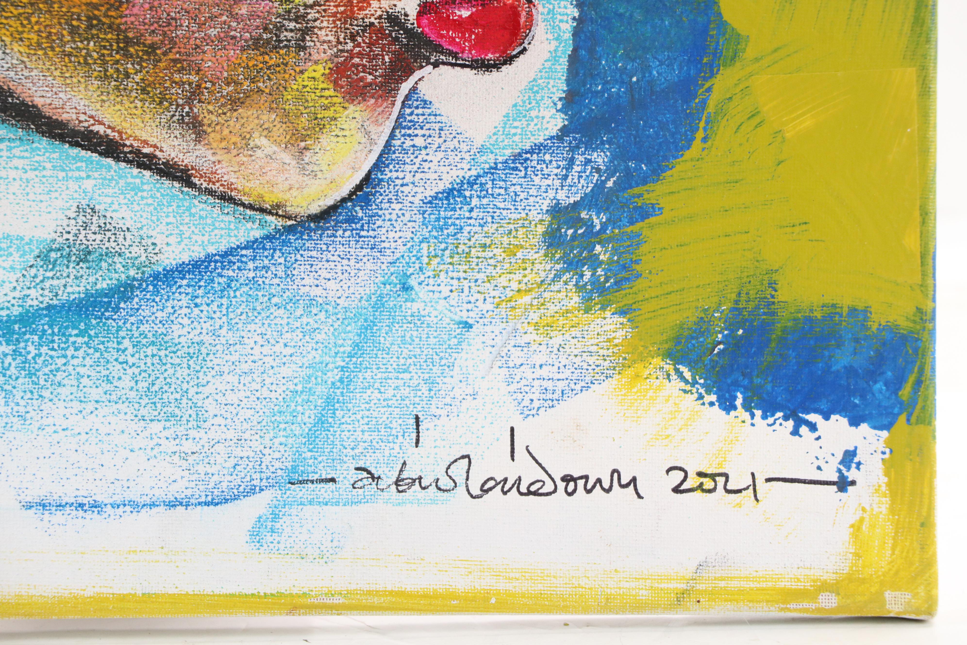 Abiola Idowu Abstract Portrait Mixed Media Painting "Healing," 2024