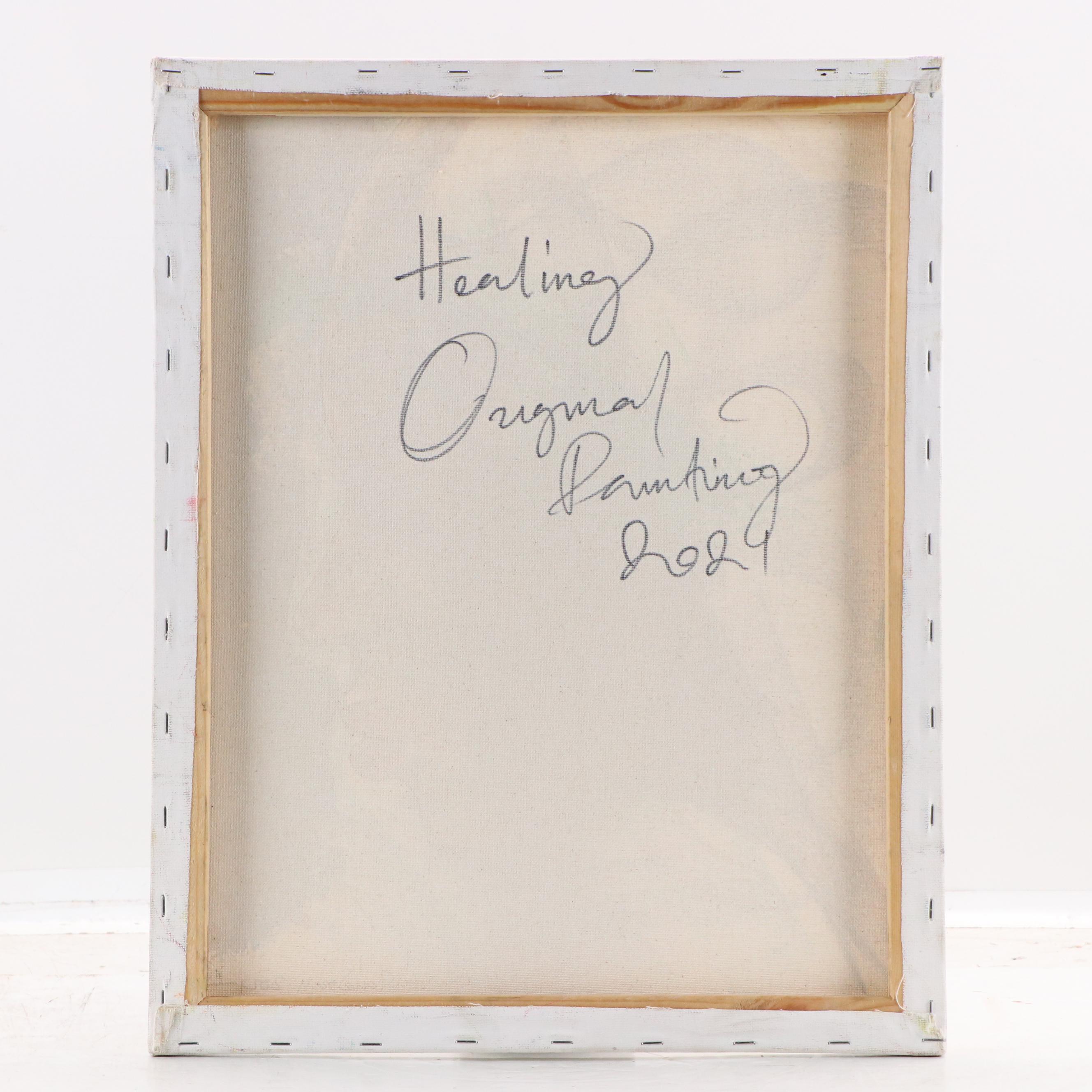 Abiola Idowu Abstract Portrait Mixed Media Painting "Healing," 2024