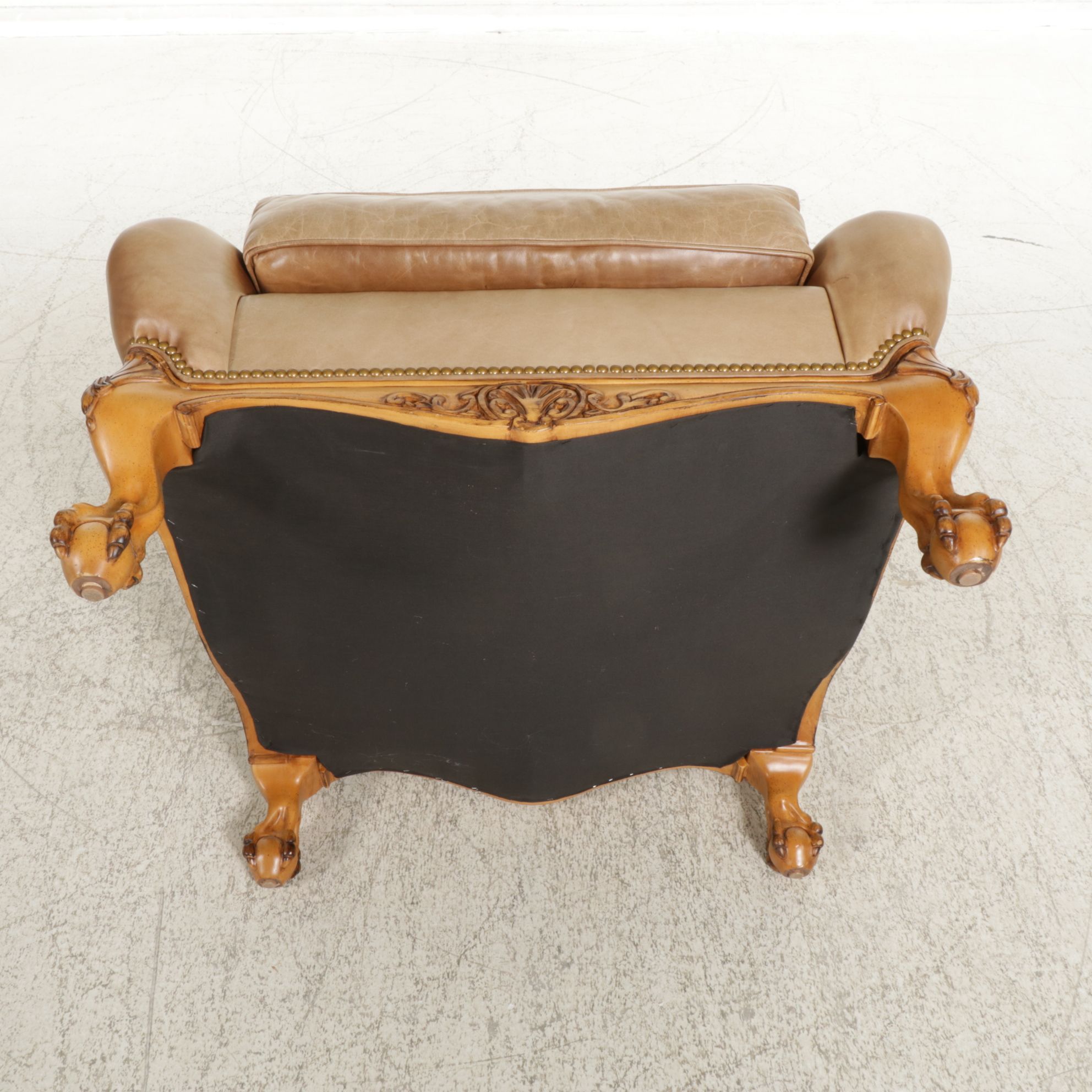 Hancock & Moore Chippendale Style Leather Upholstered Wing Back Armchair