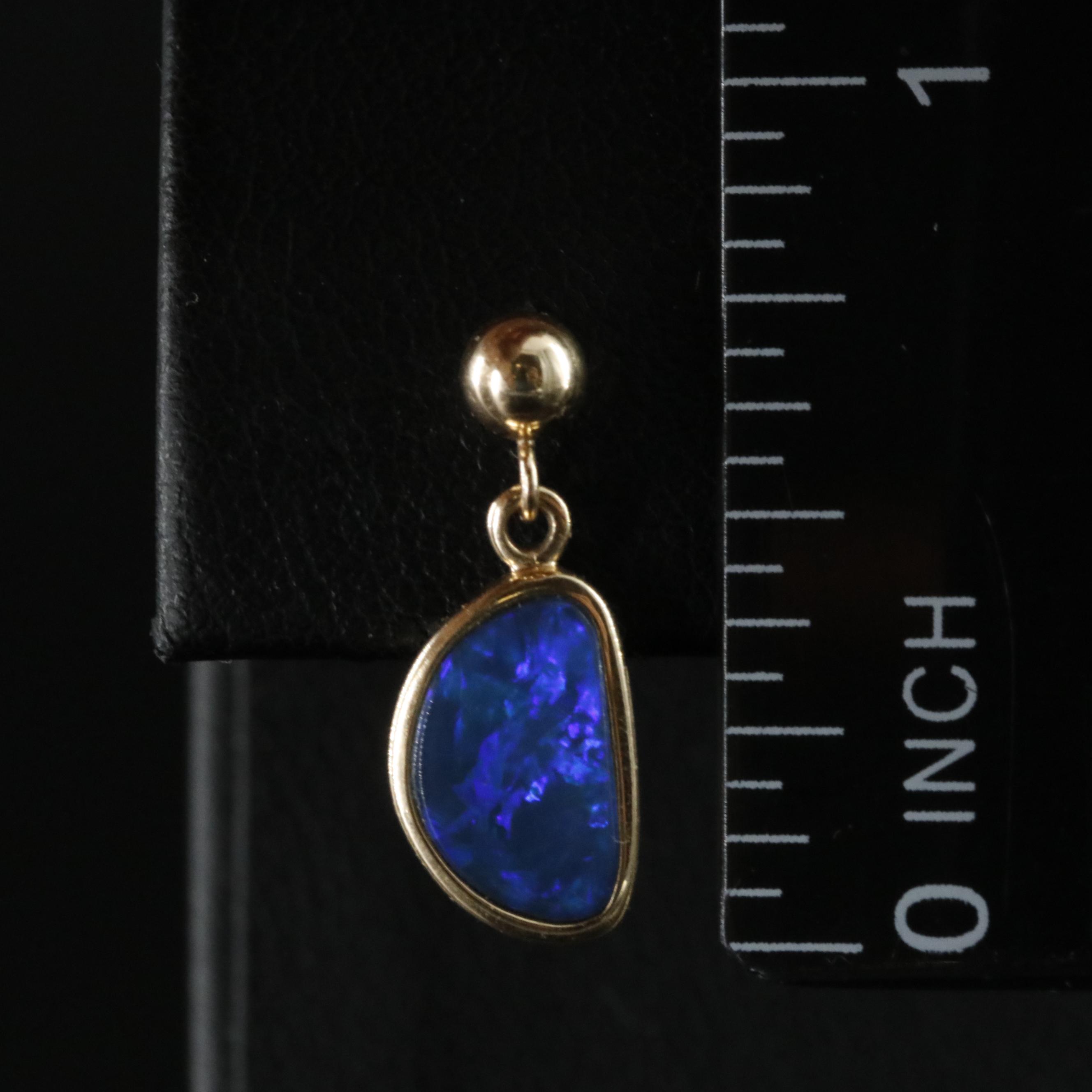 14K Opal Doublet Pendant Earrings