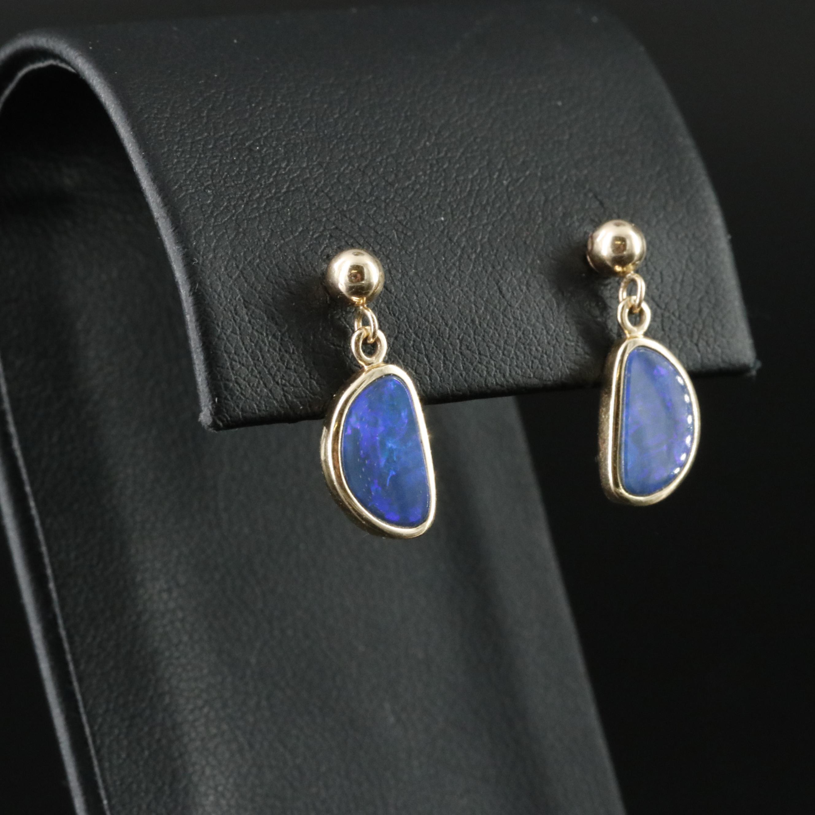 14K Opal Doublet Pendant Earrings