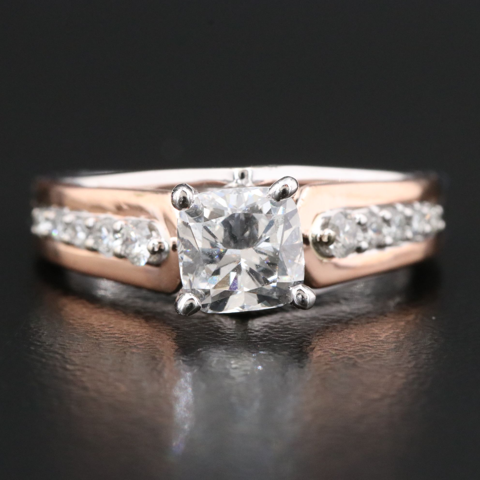 14K 1.57 CTW Lab Grown Diamond Ring with Rose Gold Accent