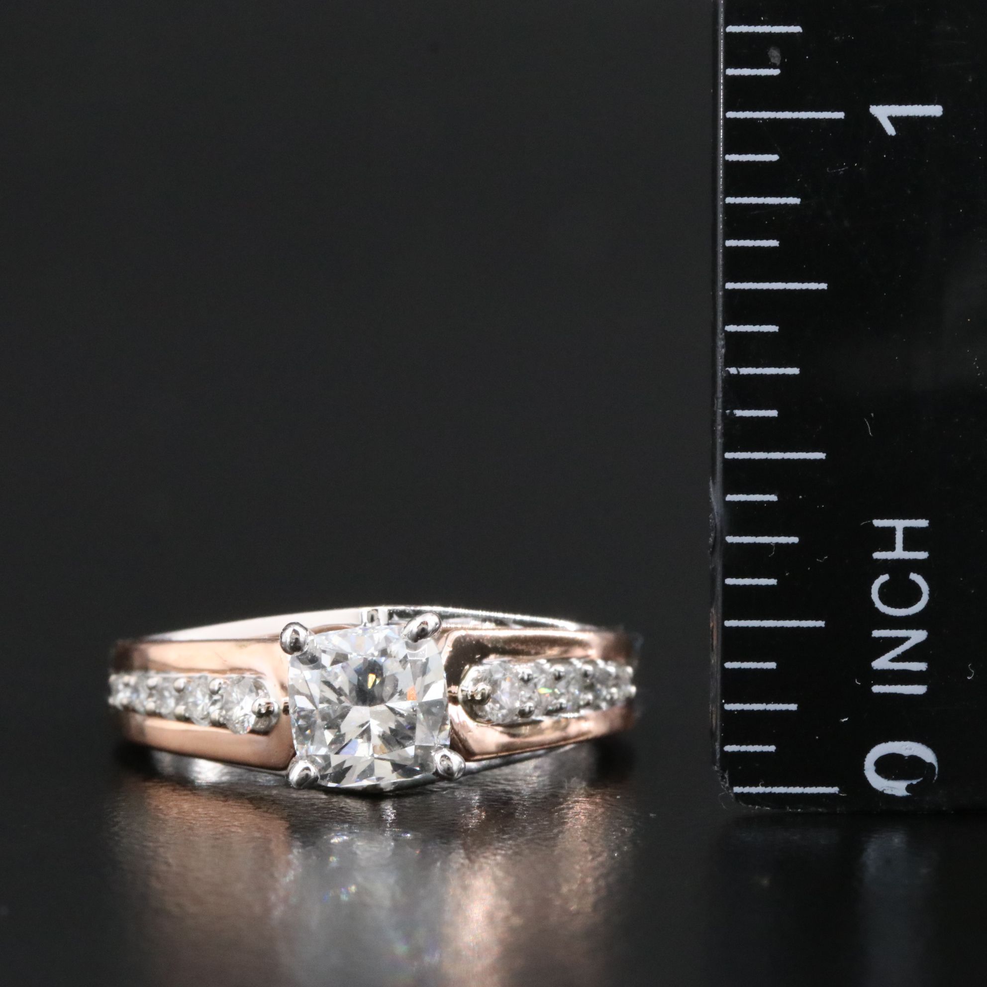 14K 1.57 CTW Lab Grown Diamond Ring with Rose Gold Accent