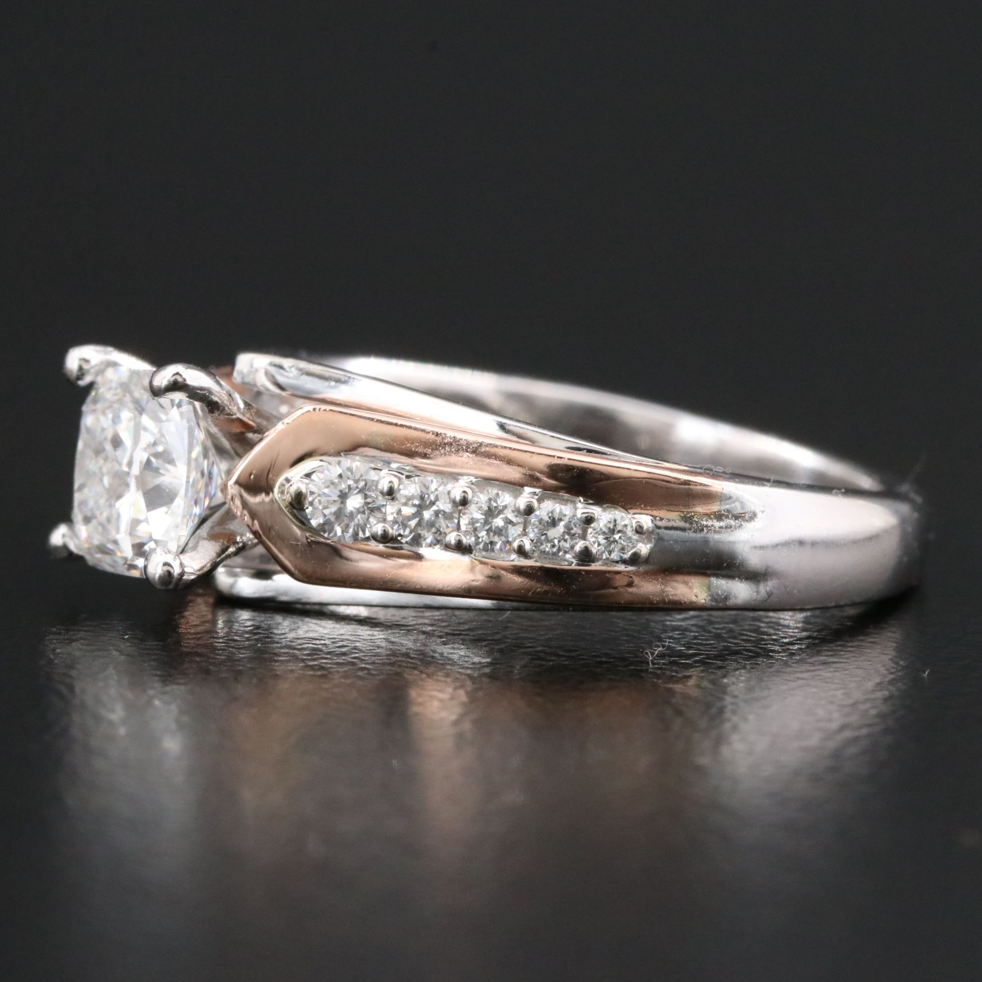 14K 1.57 CTW Lab Grown Diamond Ring with Rose Gold Accent