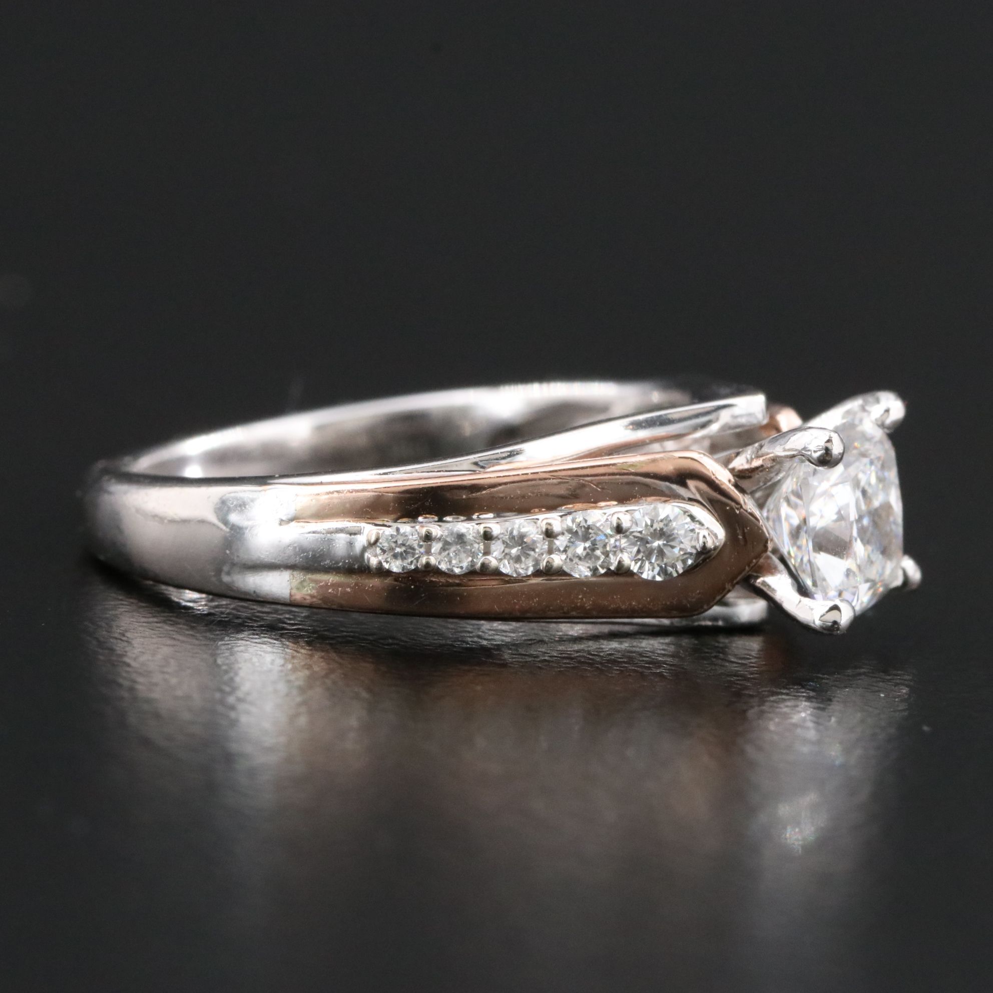 14K 1.57 CTW Lab Grown Diamond Ring with Rose Gold Accent