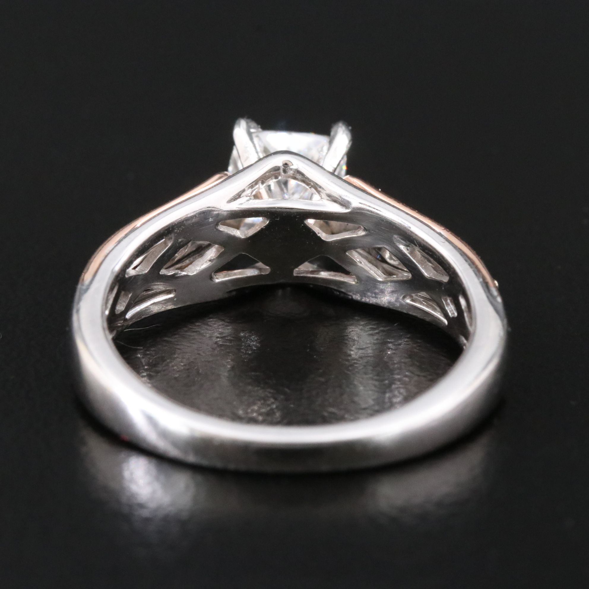 14K 1.57 CTW Lab Grown Diamond Ring with Rose Gold Accent