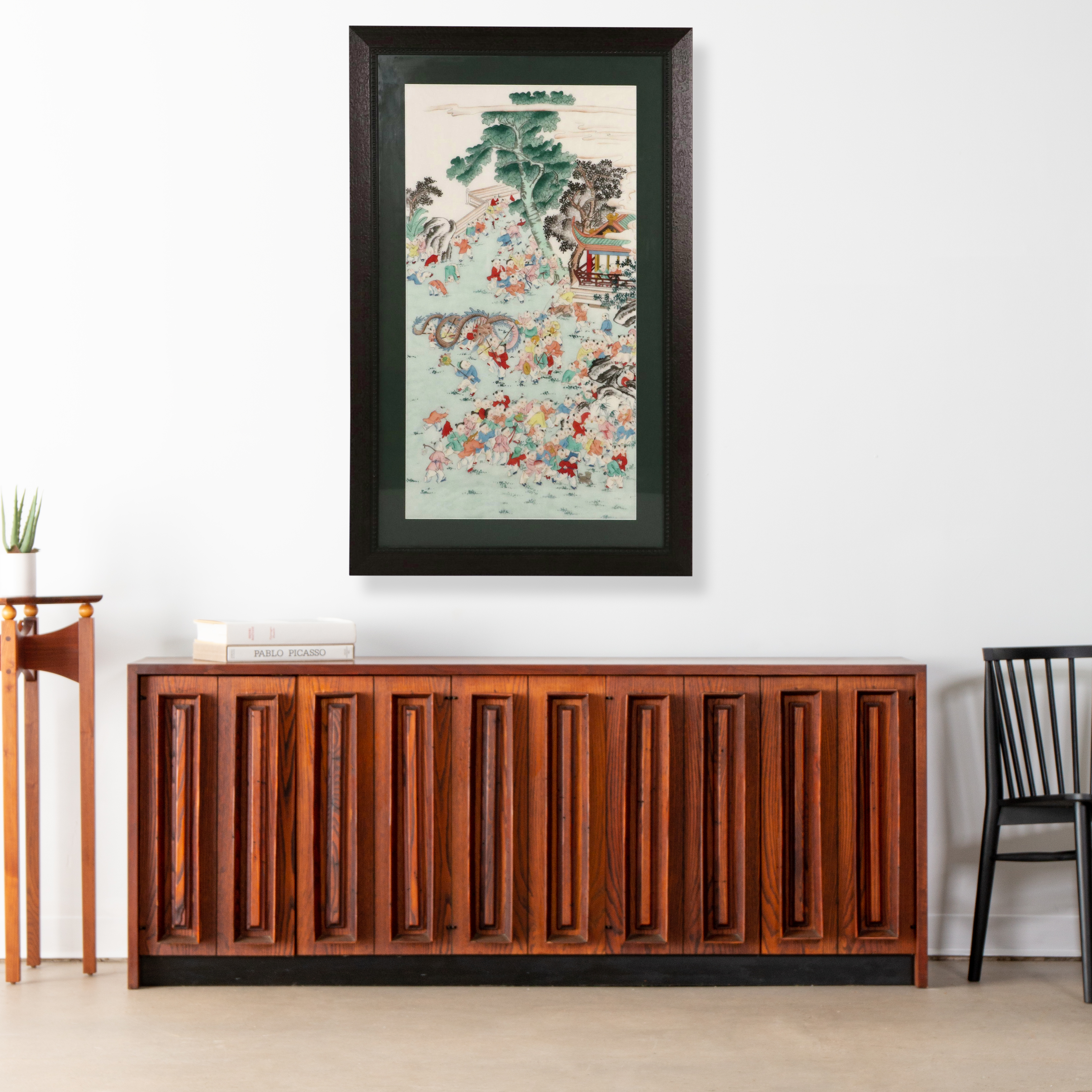 Chinese School Gouache Painting of Many Children Playing