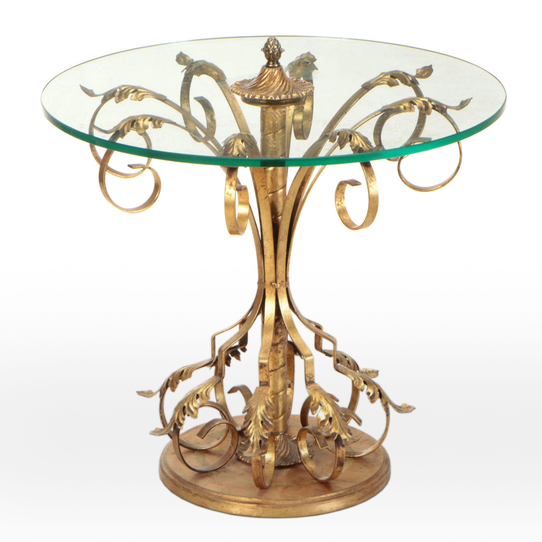 Italianate Glass Top Gilt Metal Center Table, Mid to Late 20th Century