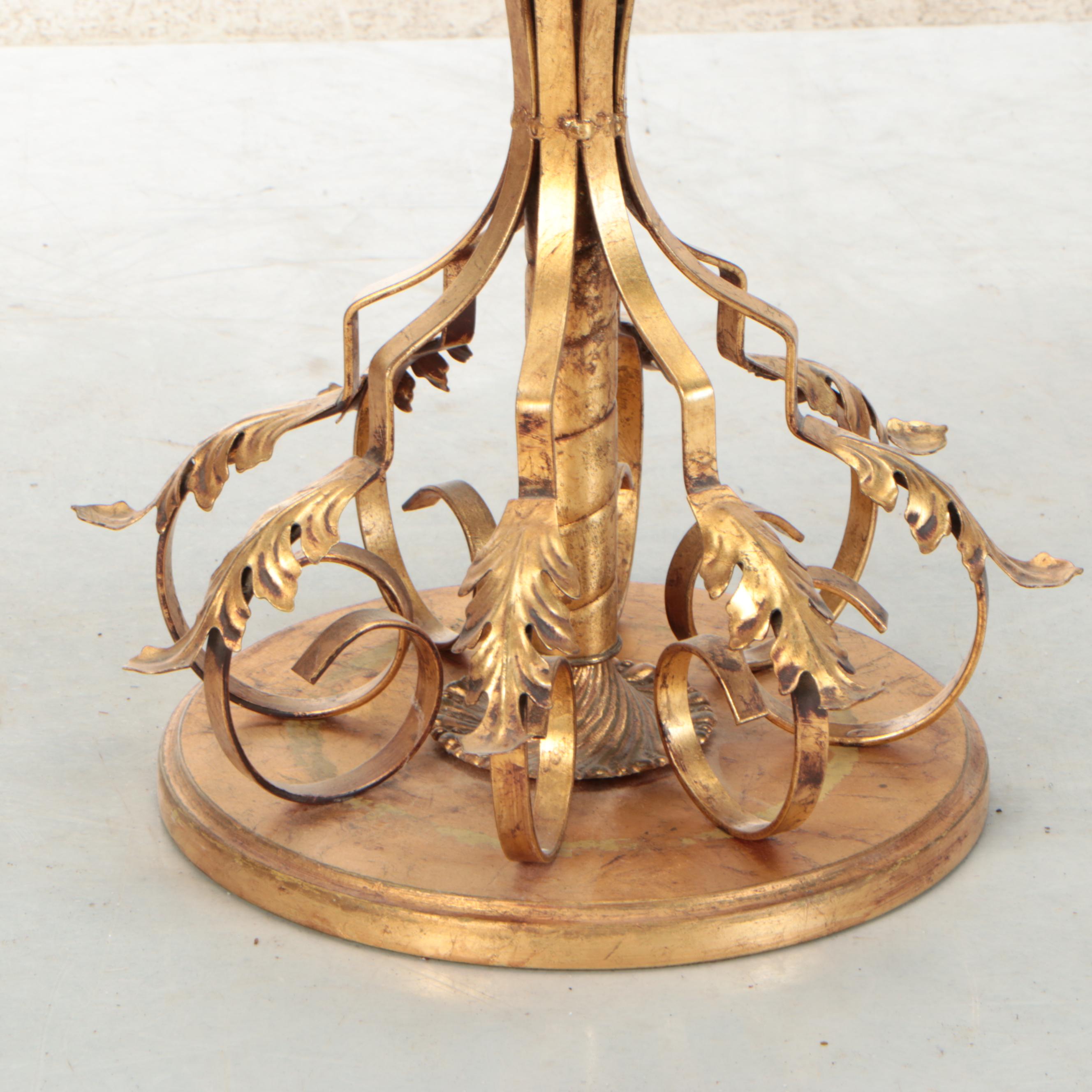 Italianate Glass Top Gilt Metal Center Table, Mid to Late 20th Century