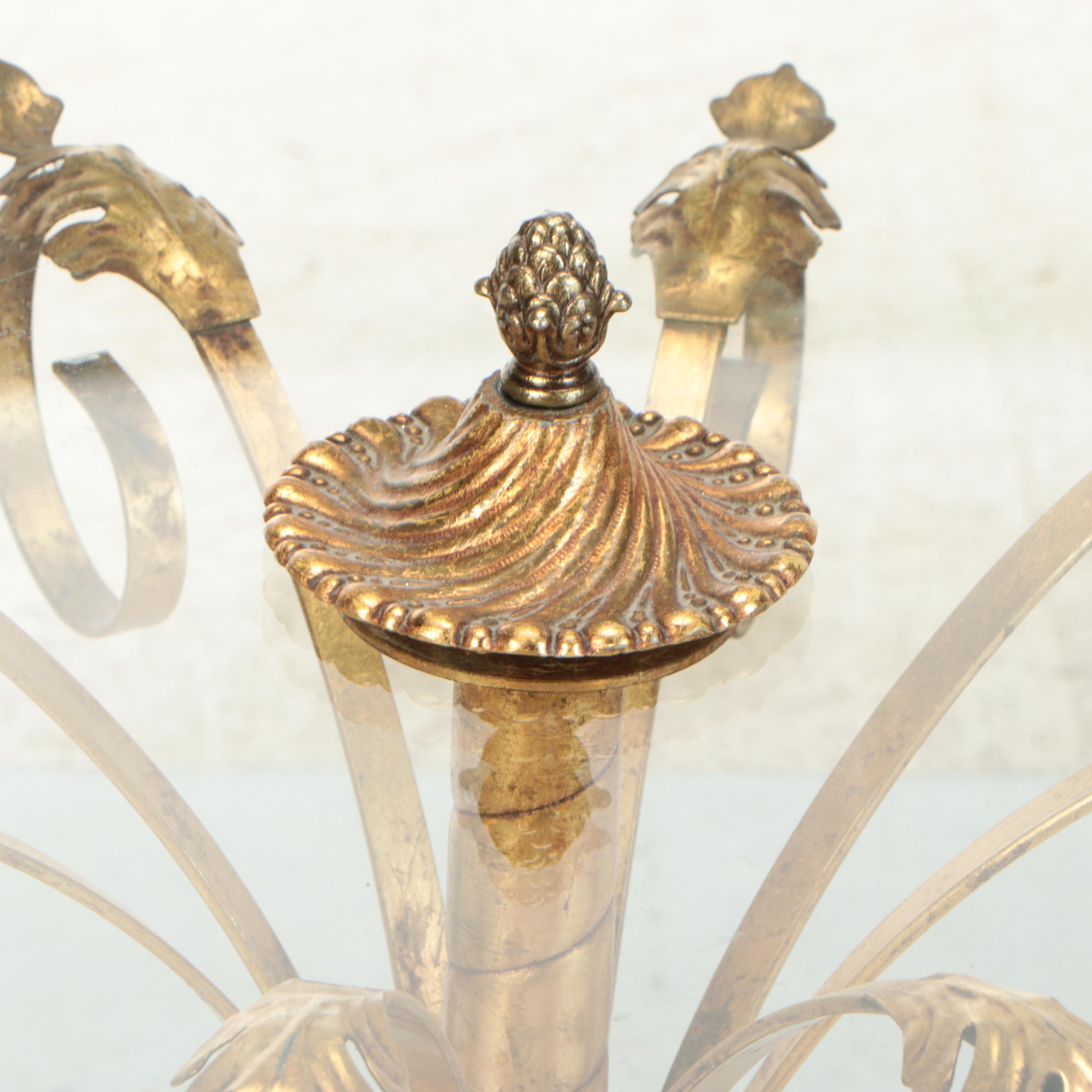 Italianate Glass Top Gilt Metal Center Table, Mid to Late 20th Century