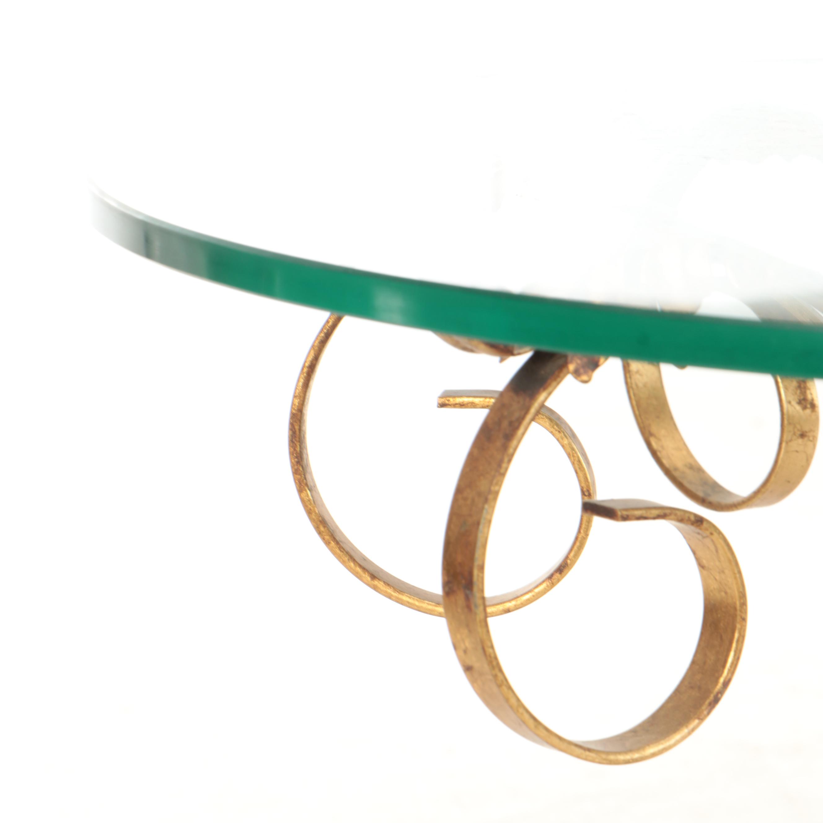 Italianate Glass Top Gilt Metal Center Table, Mid to Late 20th Century