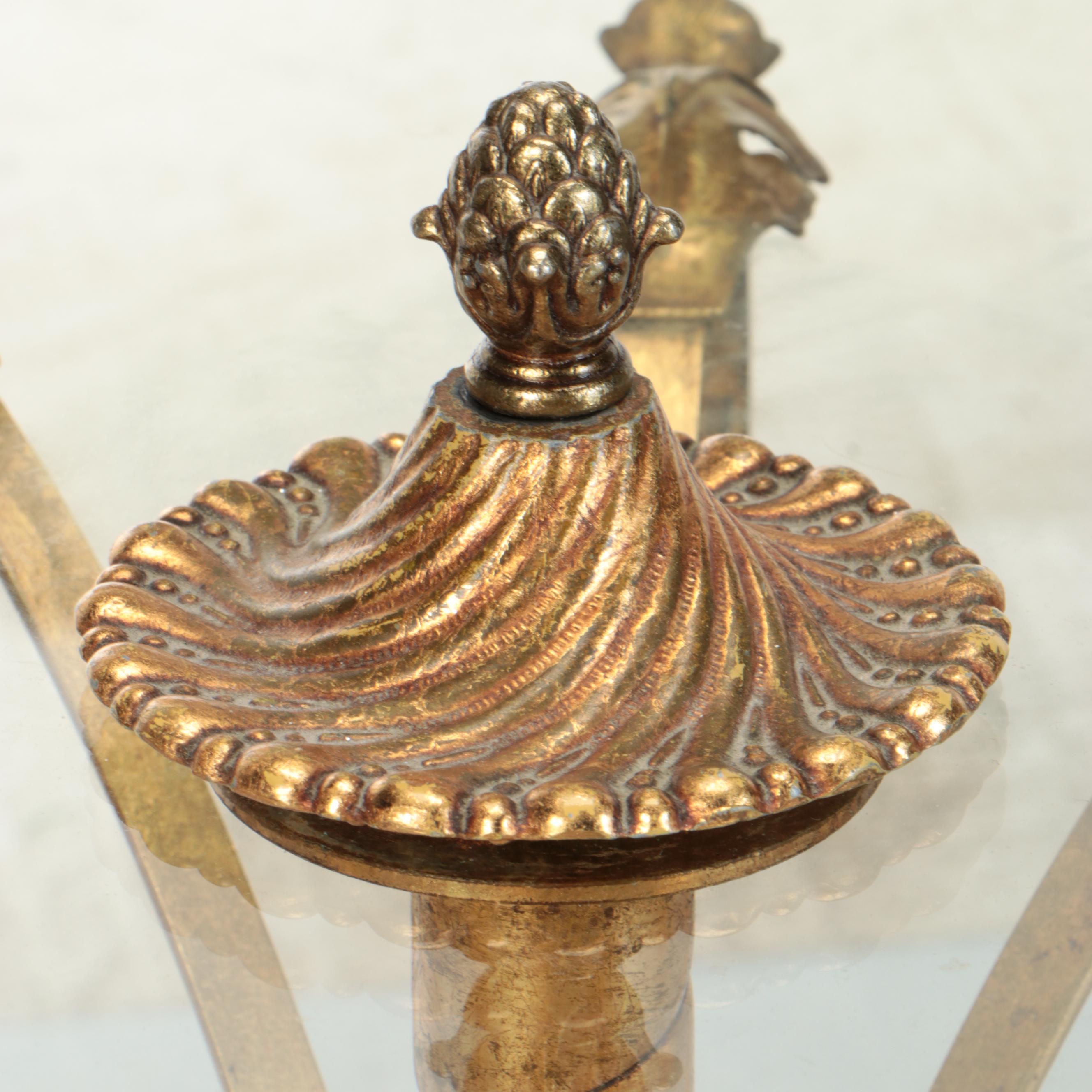 Italianate Glass Top Gilt Metal Center Table, Mid to Late 20th Century