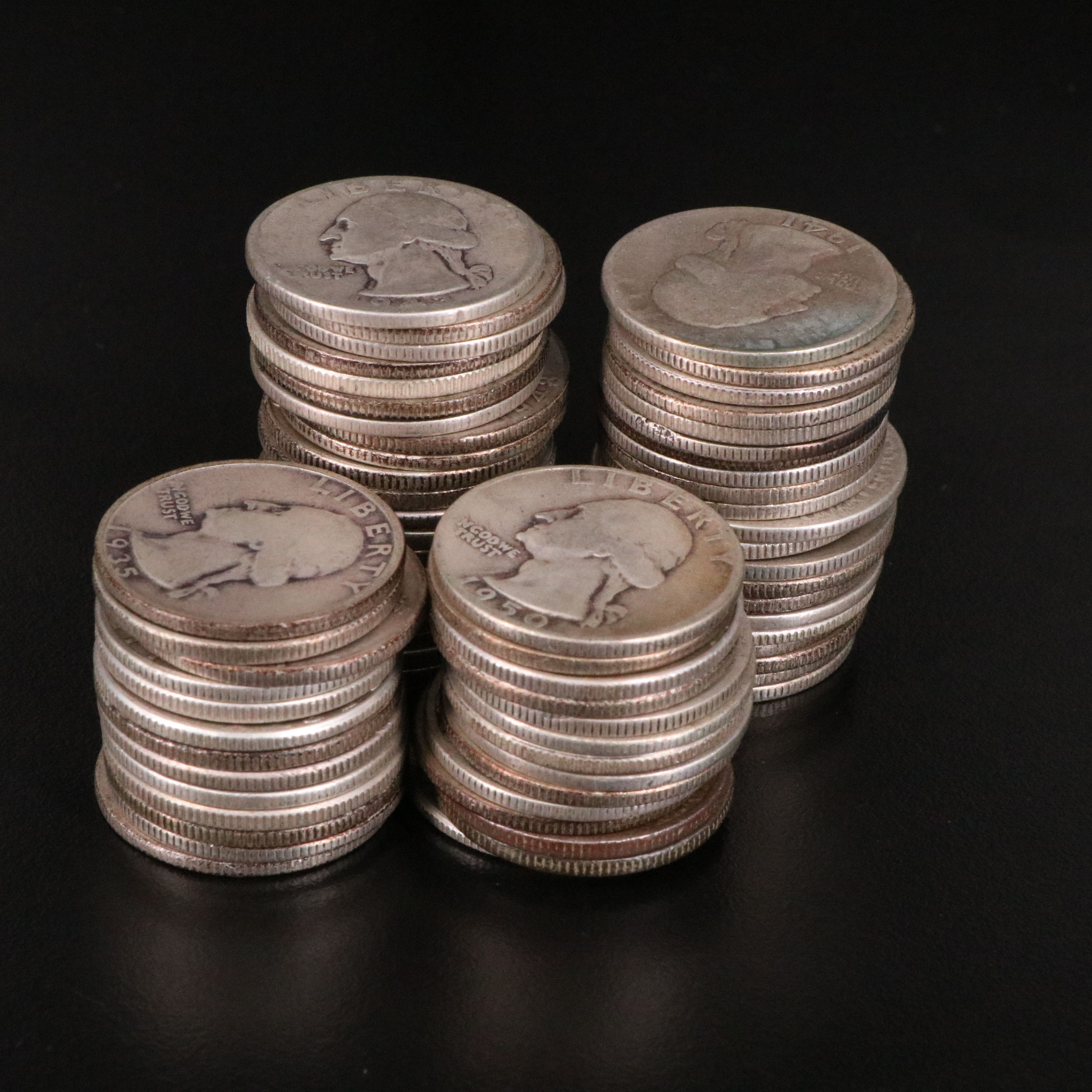 Sixty-Seven Washington Silver Quarters