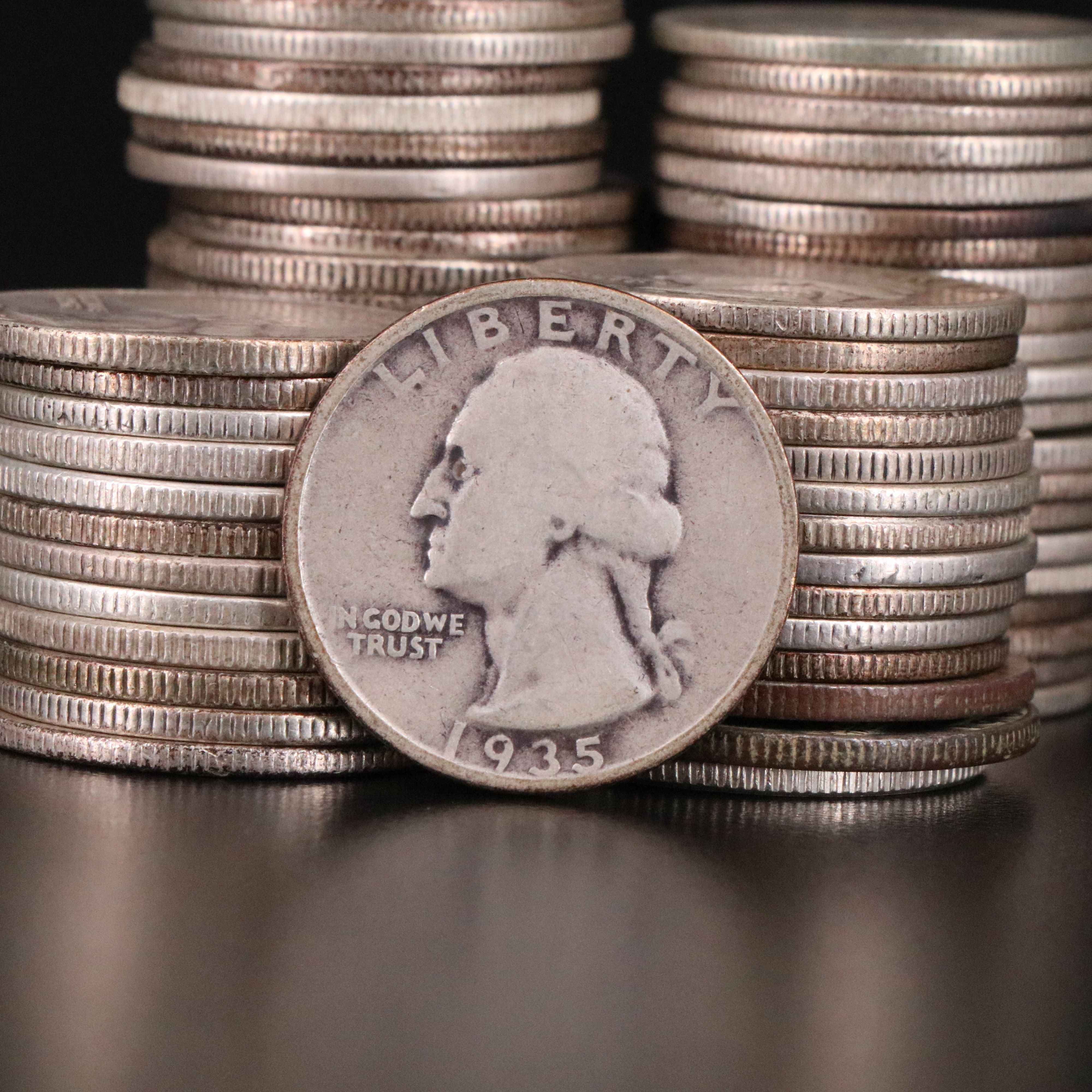 Sixty-Seven Washington Silver Quarters