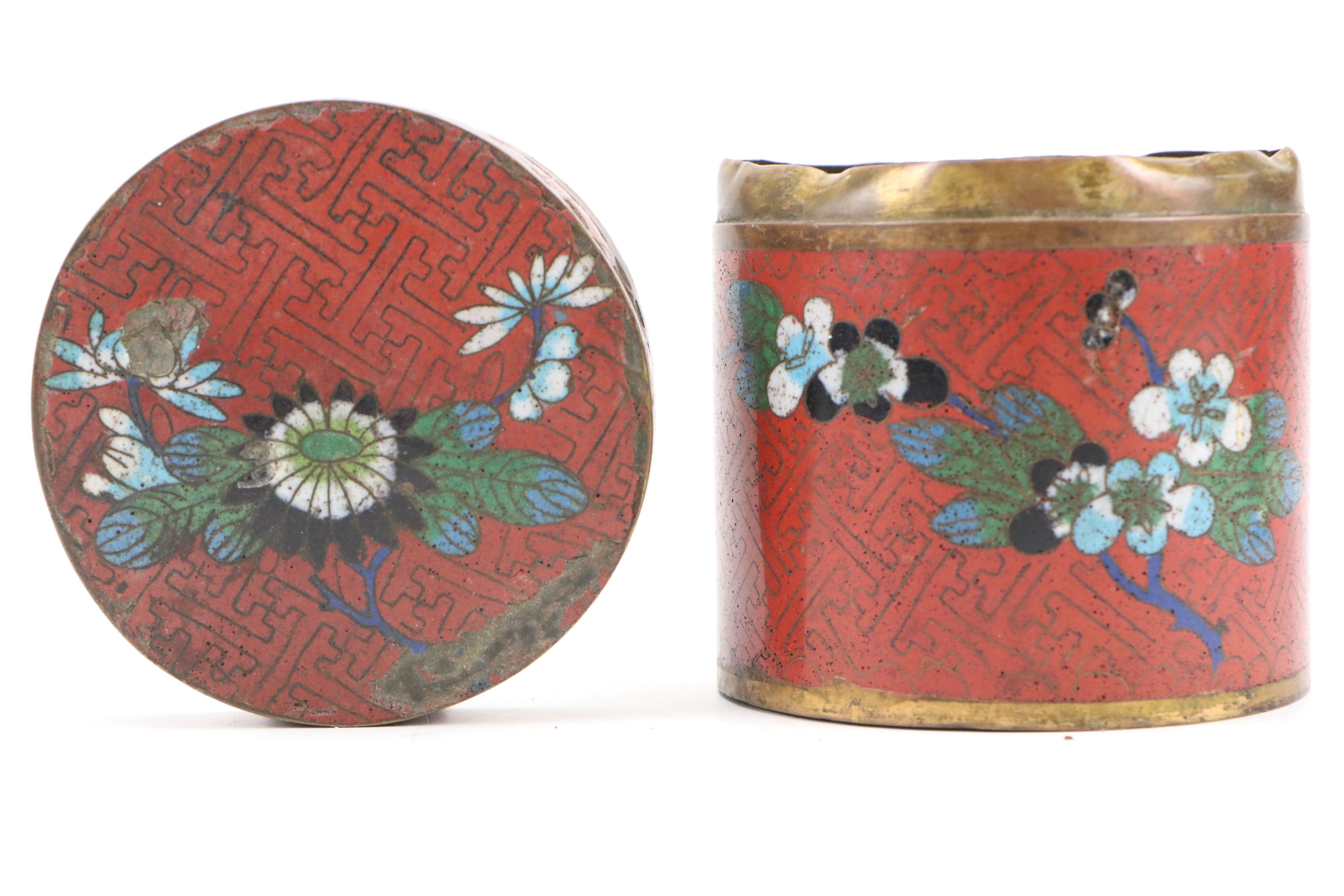 Chinese Cloisonné Silk Iron with Other Enameled Metal Jars, Boxes and More